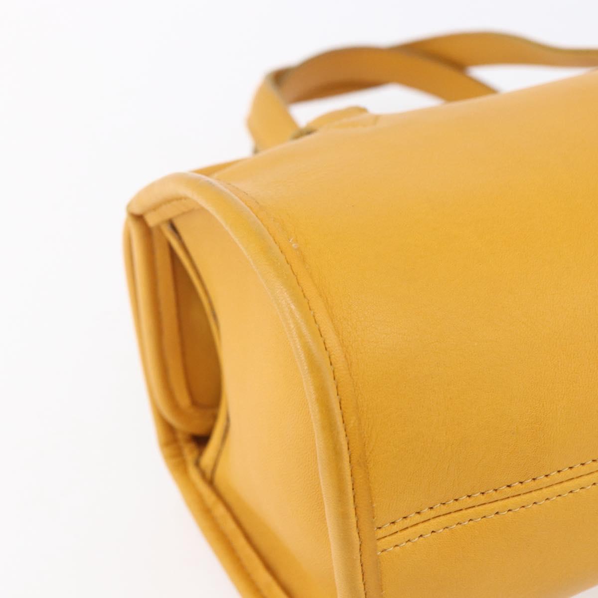 Coach Hand Bag Leather Gold Yellow Auth 149443