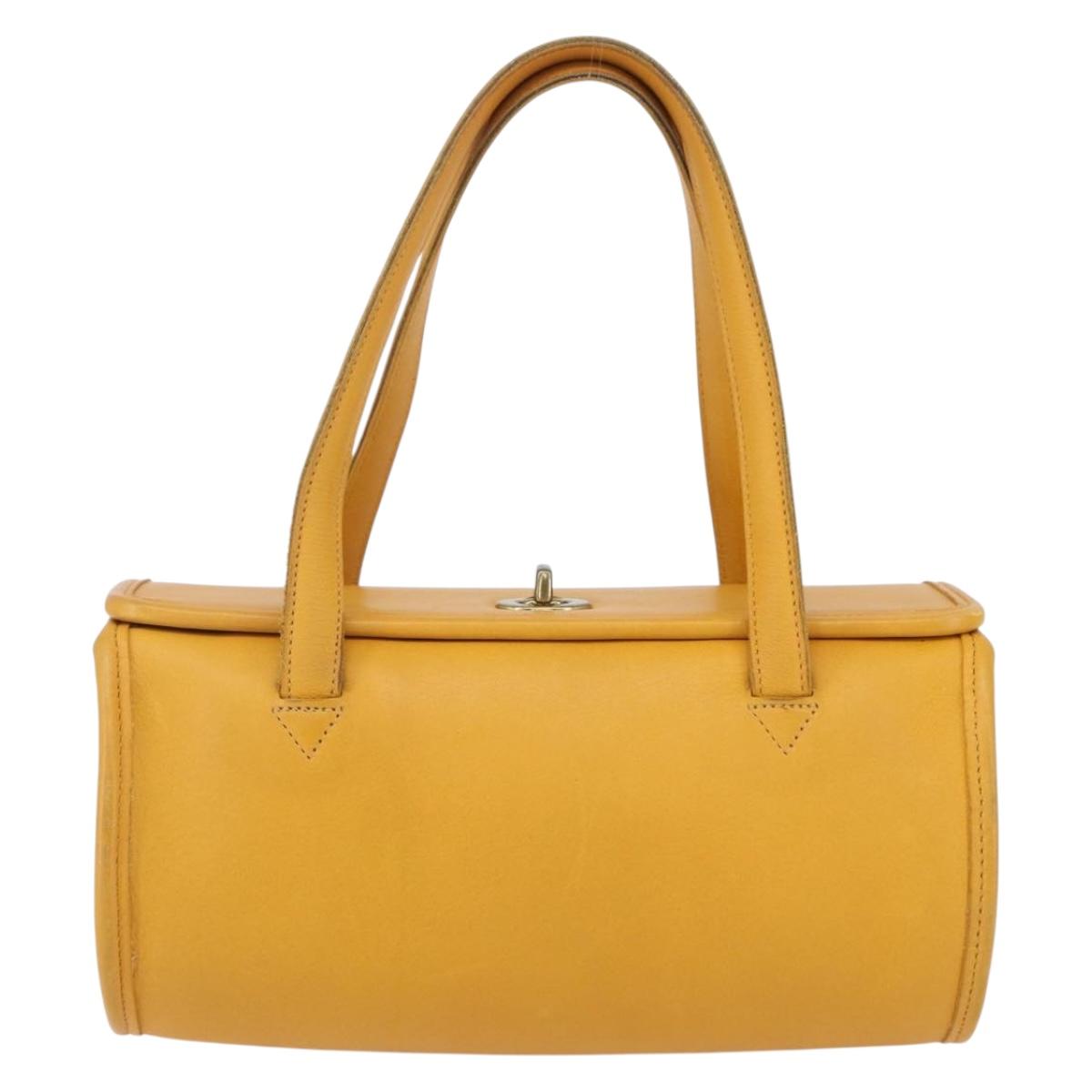 Coach Hand Bag Leather Gold Yellow Auth 149443