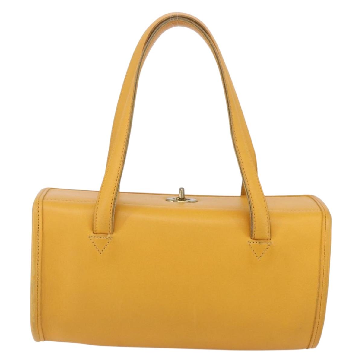 Coach Hand Bag Leather Gold Yellow Auth 149443
