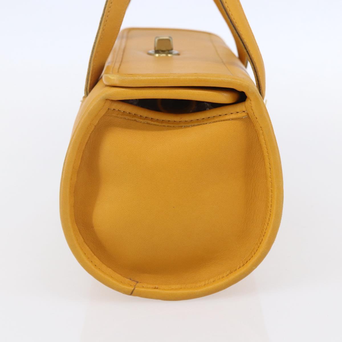 Coach Hand Bag Leather Gold Yellow Auth 149443