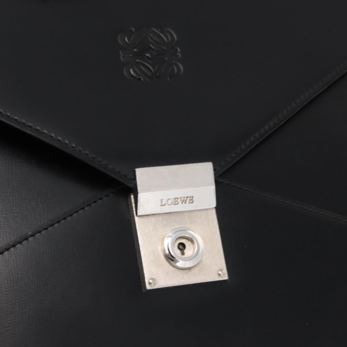 LOEWE Anagram Business Bag Leather Black Auth 149444