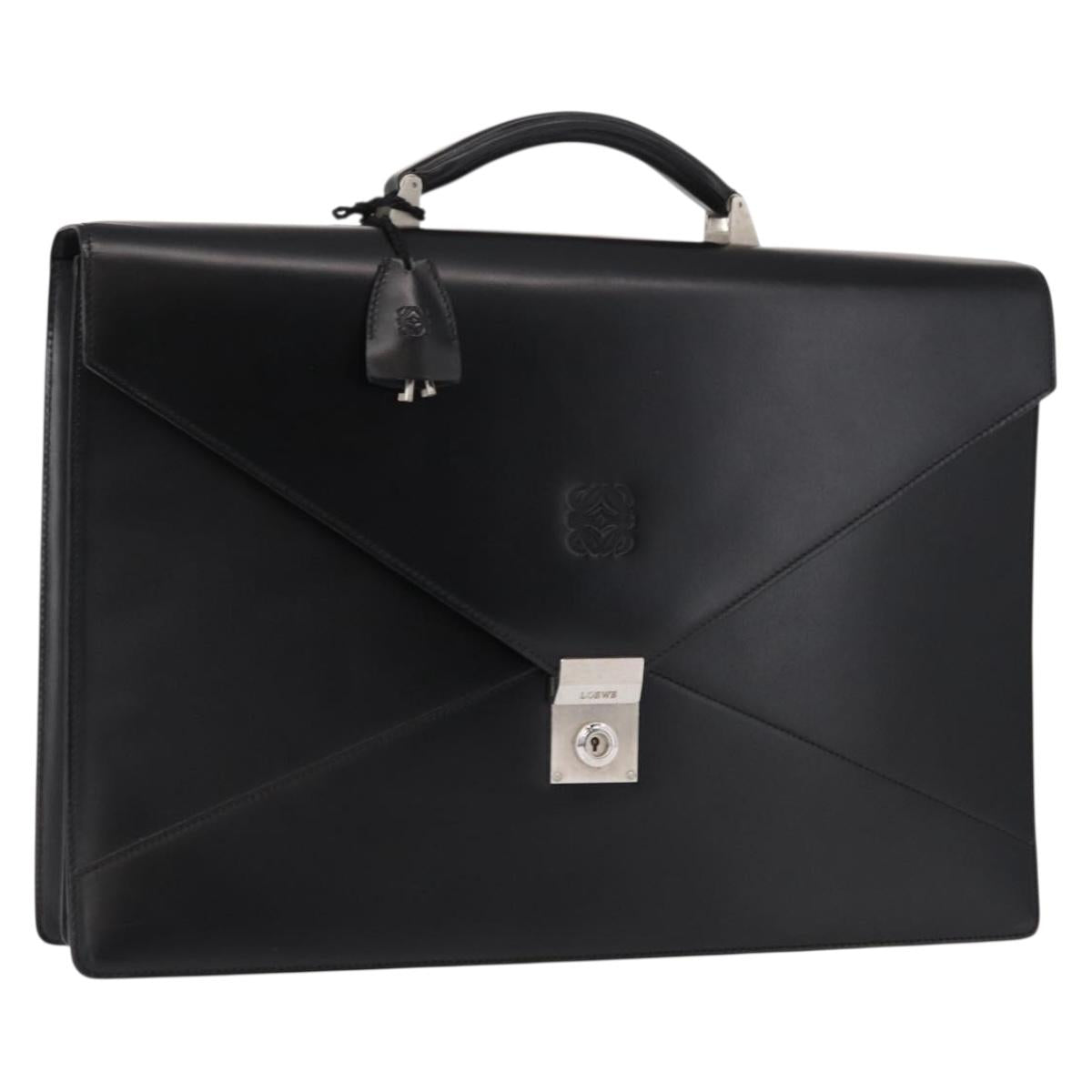 LOEWE Anagram Business Bag Leather Black Auth 149444