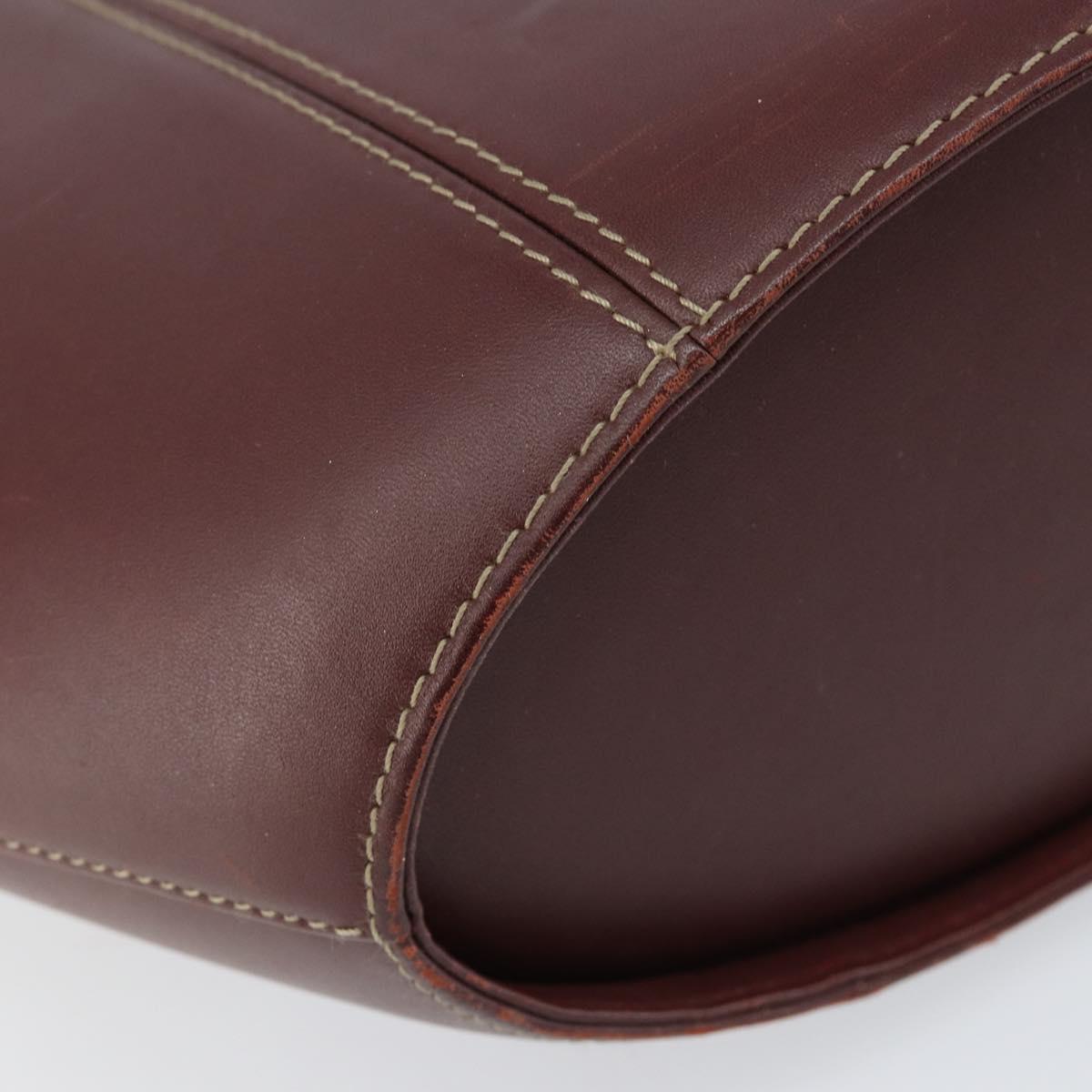 CARTIER Must Line Hand Bag Leather Bordeaux Gold Auth 149445