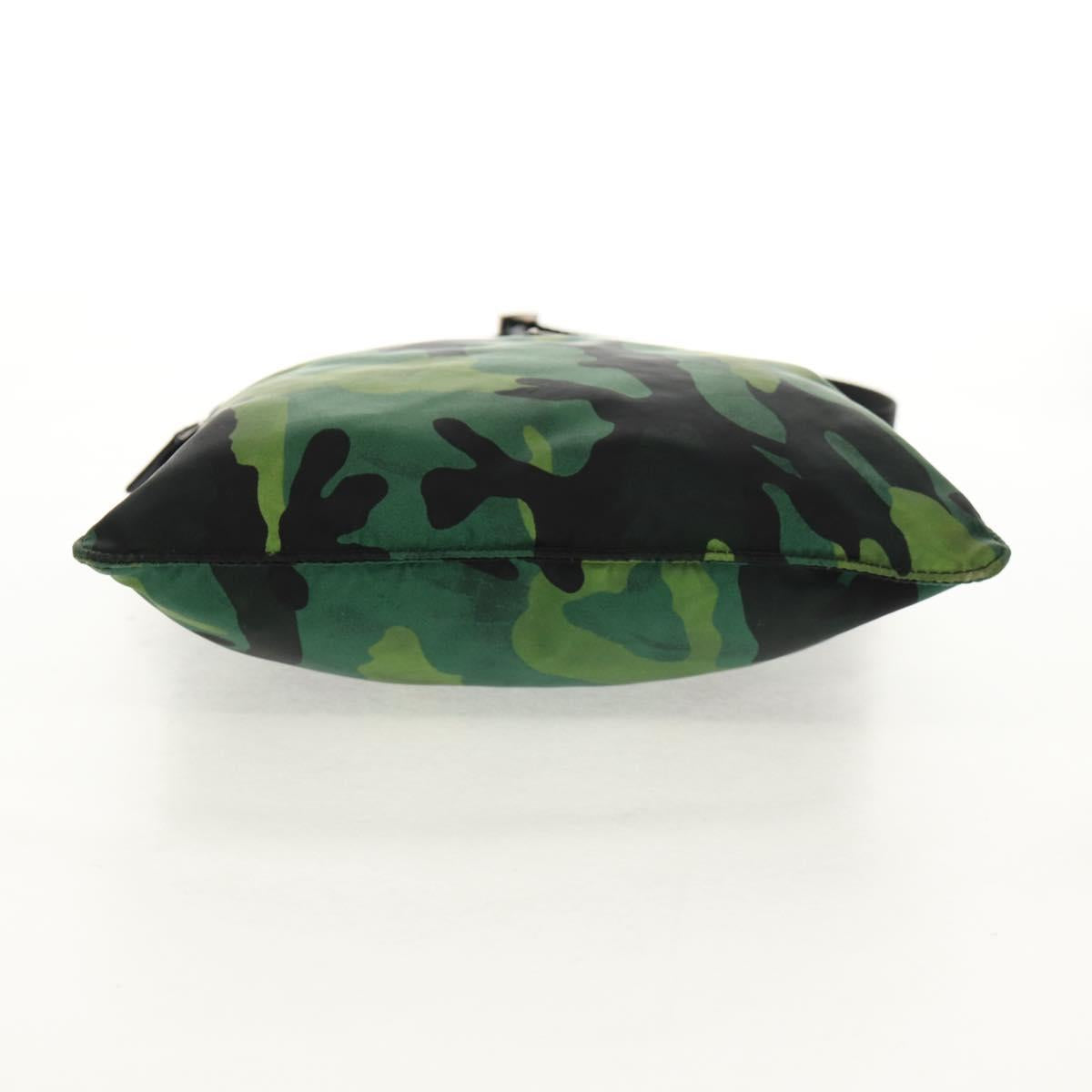 PRADA Camouflage Shoulder Bag Nylon Green Silver Auth 149451V