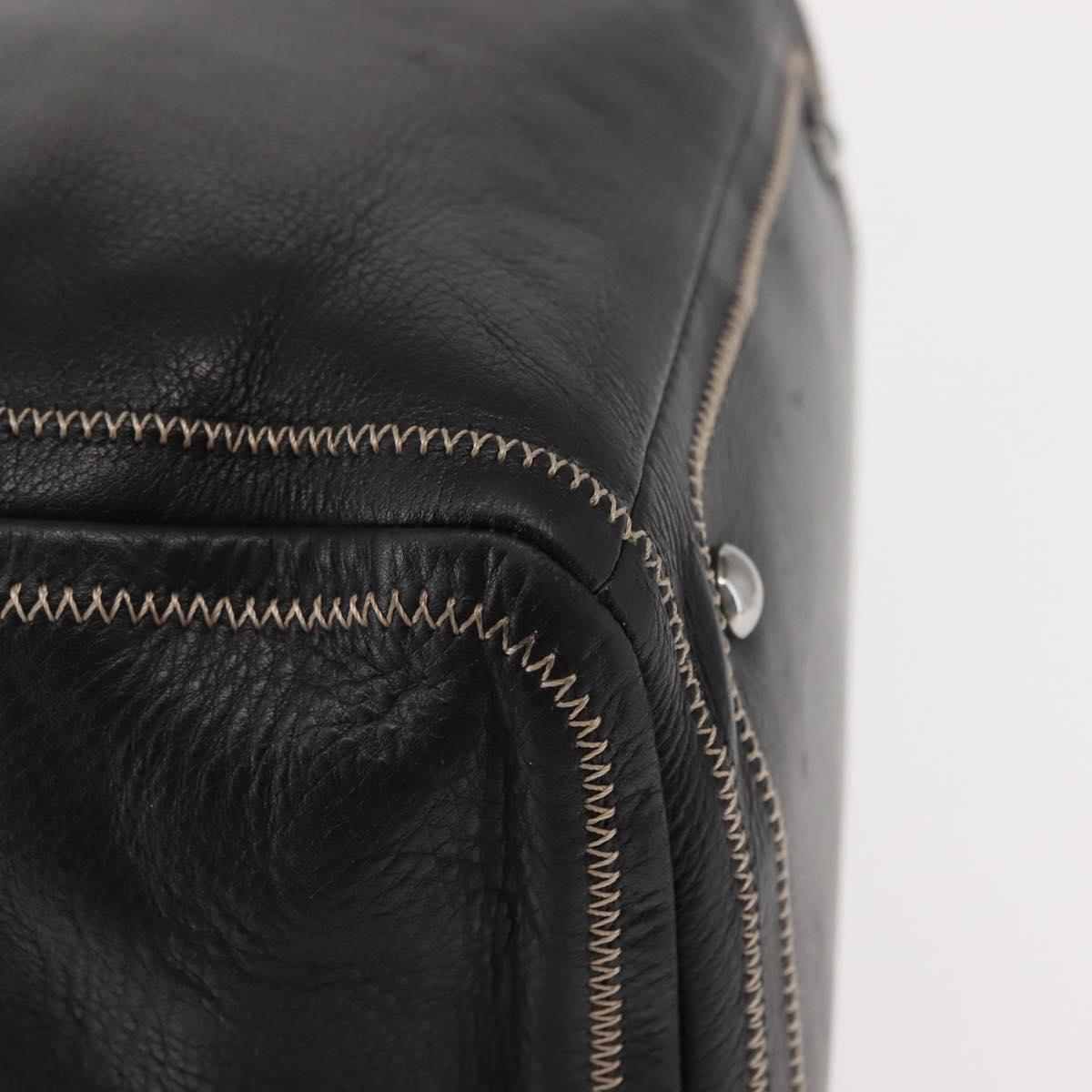 CHANEL COCO Mark Hand Bag Leather Black Silver CC Auth 149457