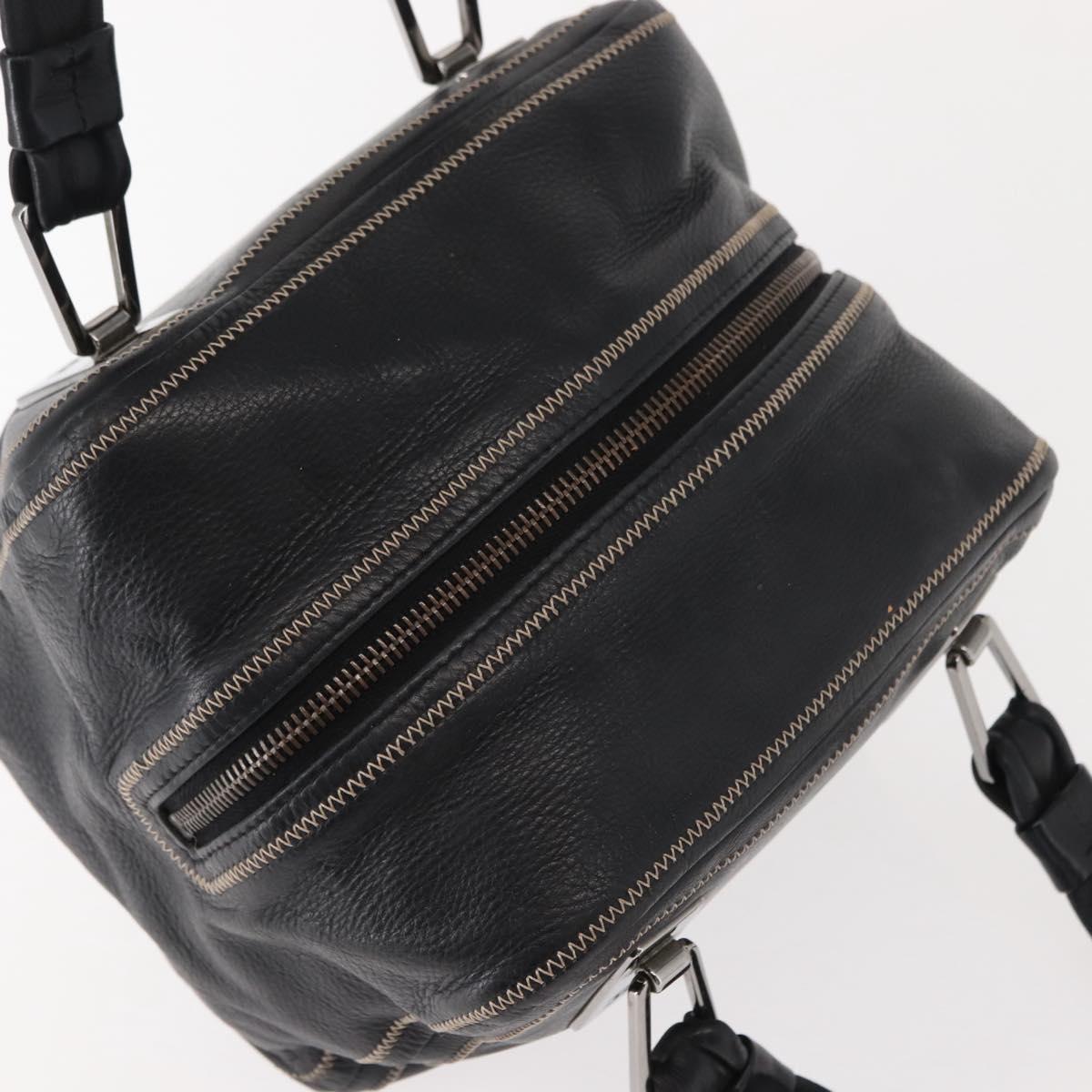 CHANEL COCO Mark Hand Bag Leather Black Silver CC Auth 149457