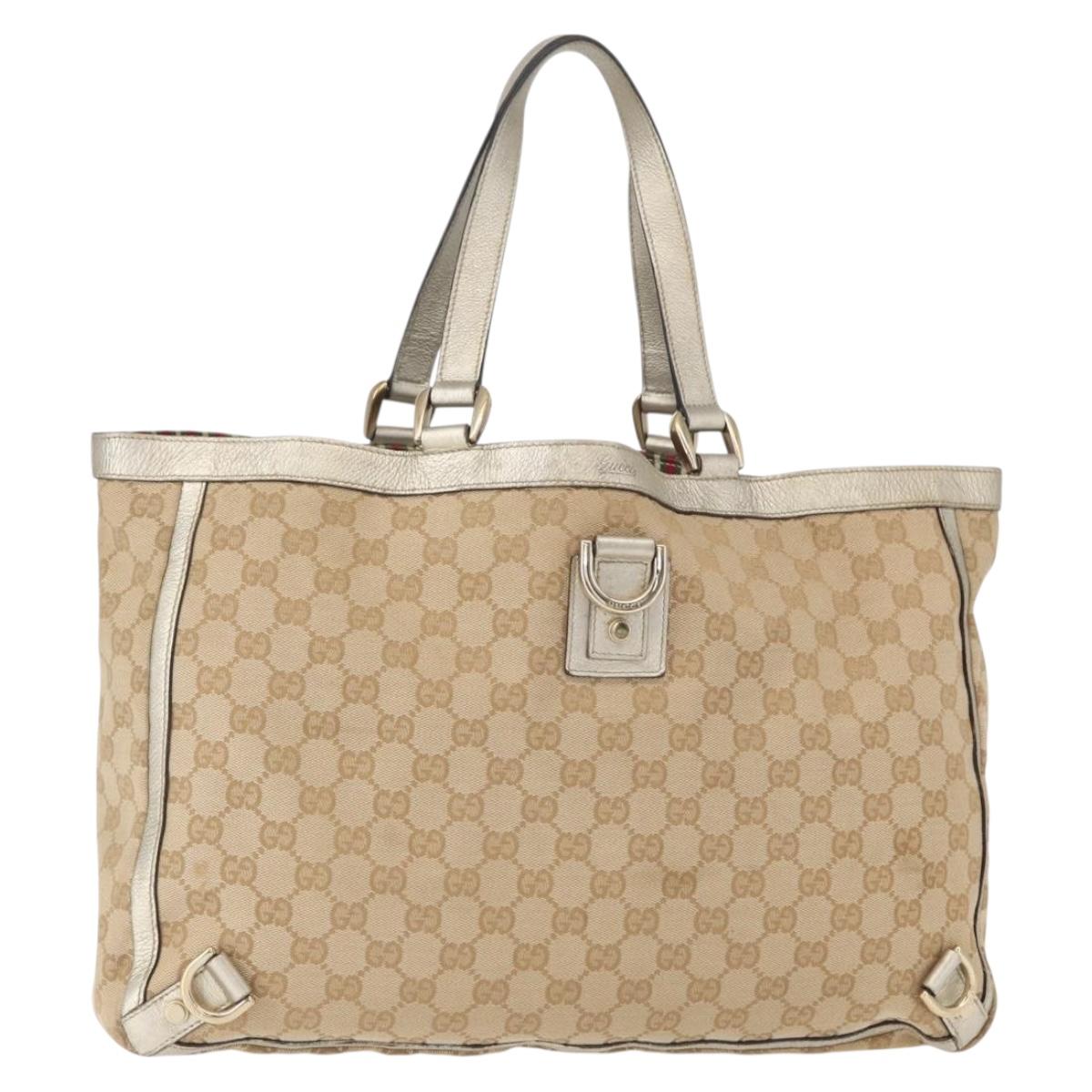 GUCCI GG Canvas Abbey Tote Bag Beige Gold 141472 Auth 149458
