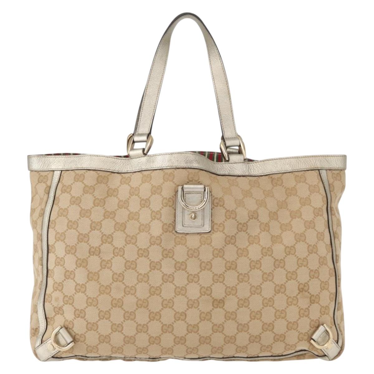 GUCCI GG Canvas Abbey Tote Bag Beige Gold 141472 Auth 149458
