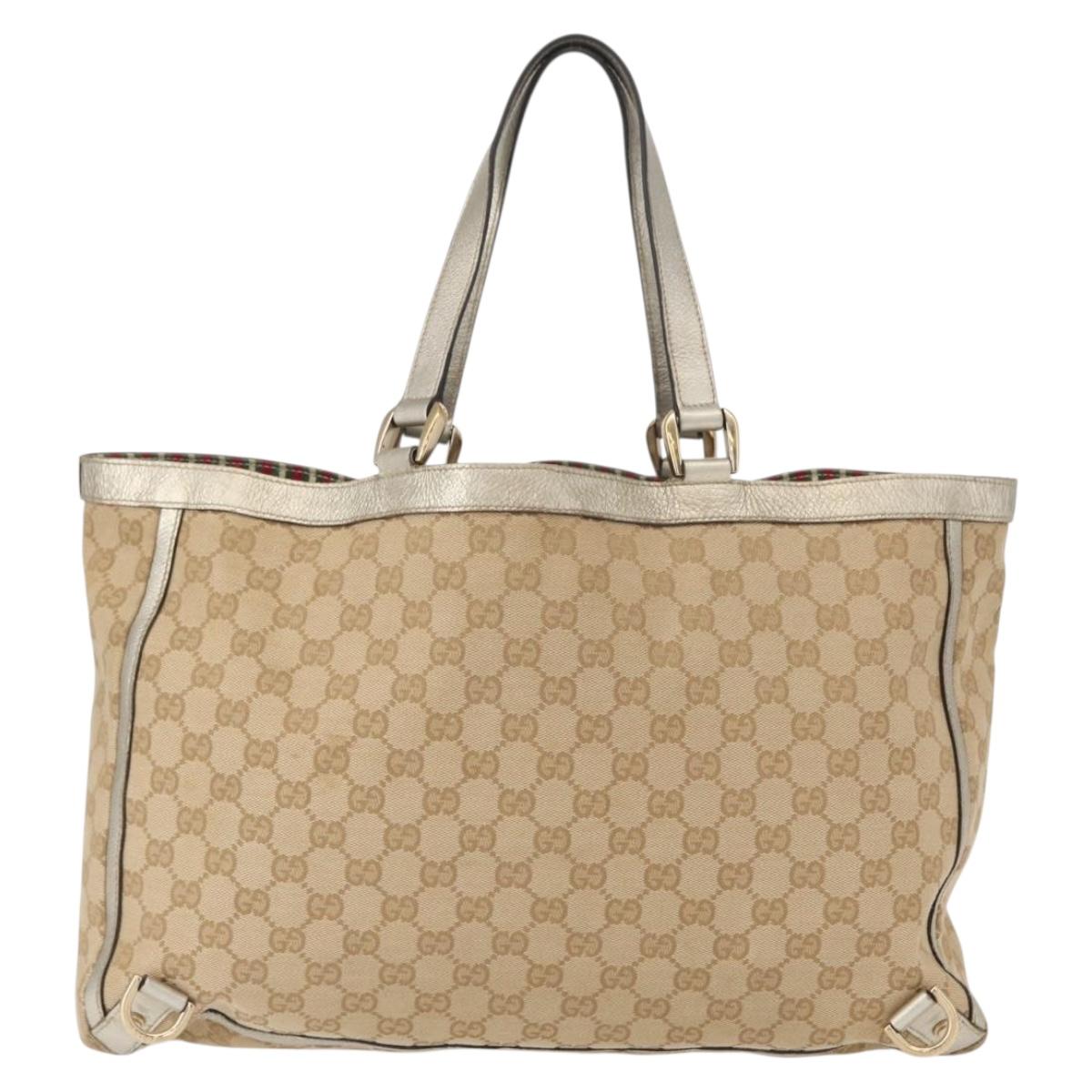 GUCCI GG Canvas Abbey Tote Bag Beige Gold 141472 Auth 149458