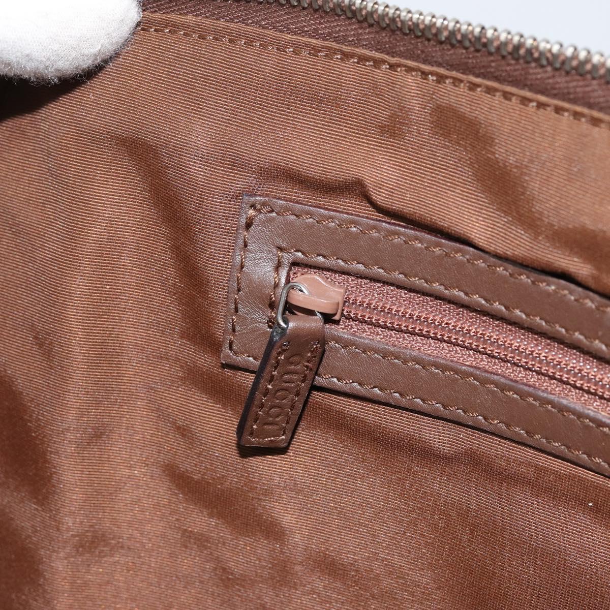 GUCCI GG Canvas Hand Bag Leather Brown Gold Auth 149459