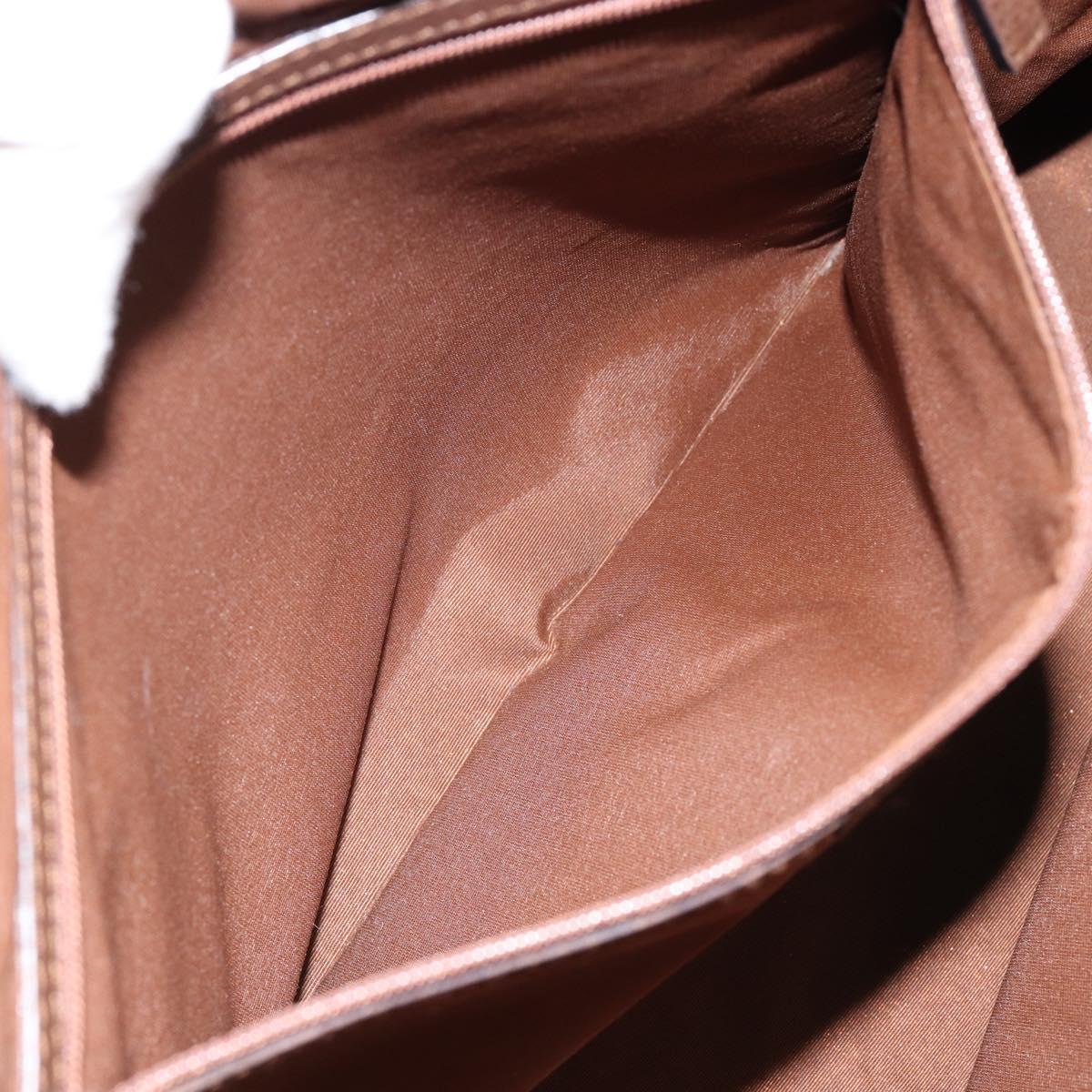 GUCCI GG Canvas Hand Bag Leather Brown Gold Auth 149459