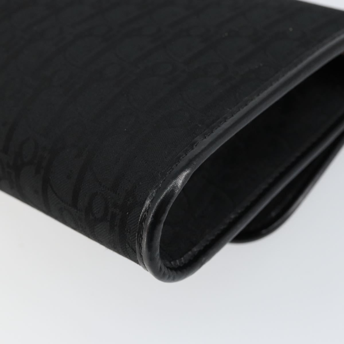 Christian Dior Trotter Canvas Clutch Bag Black Gold Auth 149470