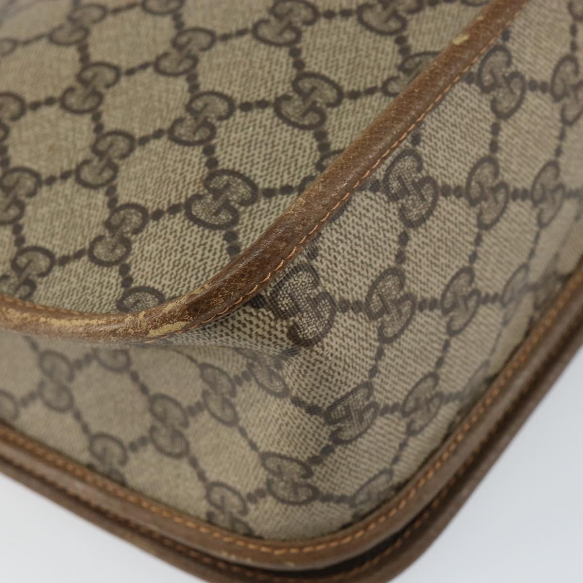 GUCCI GG Supreme Web Sherry Line Shoulder Bag PVC Beige 001 066 0551 Auth 149475