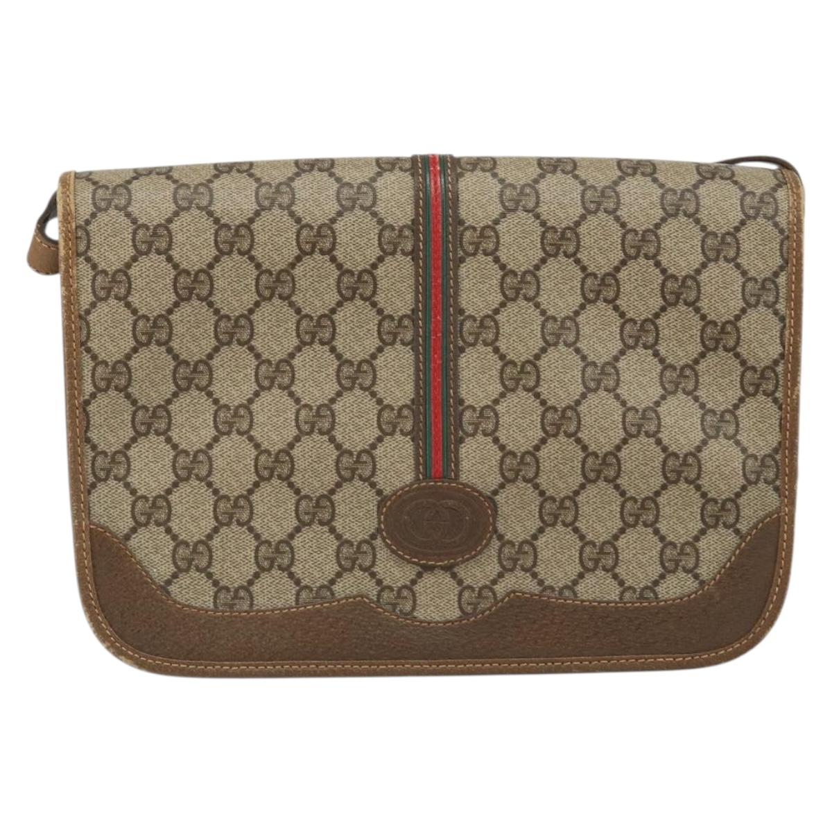 GUCCI GG Supreme Web Sherry Line Shoulder Bag PVC Beige 001 066 0551 Auth 149475