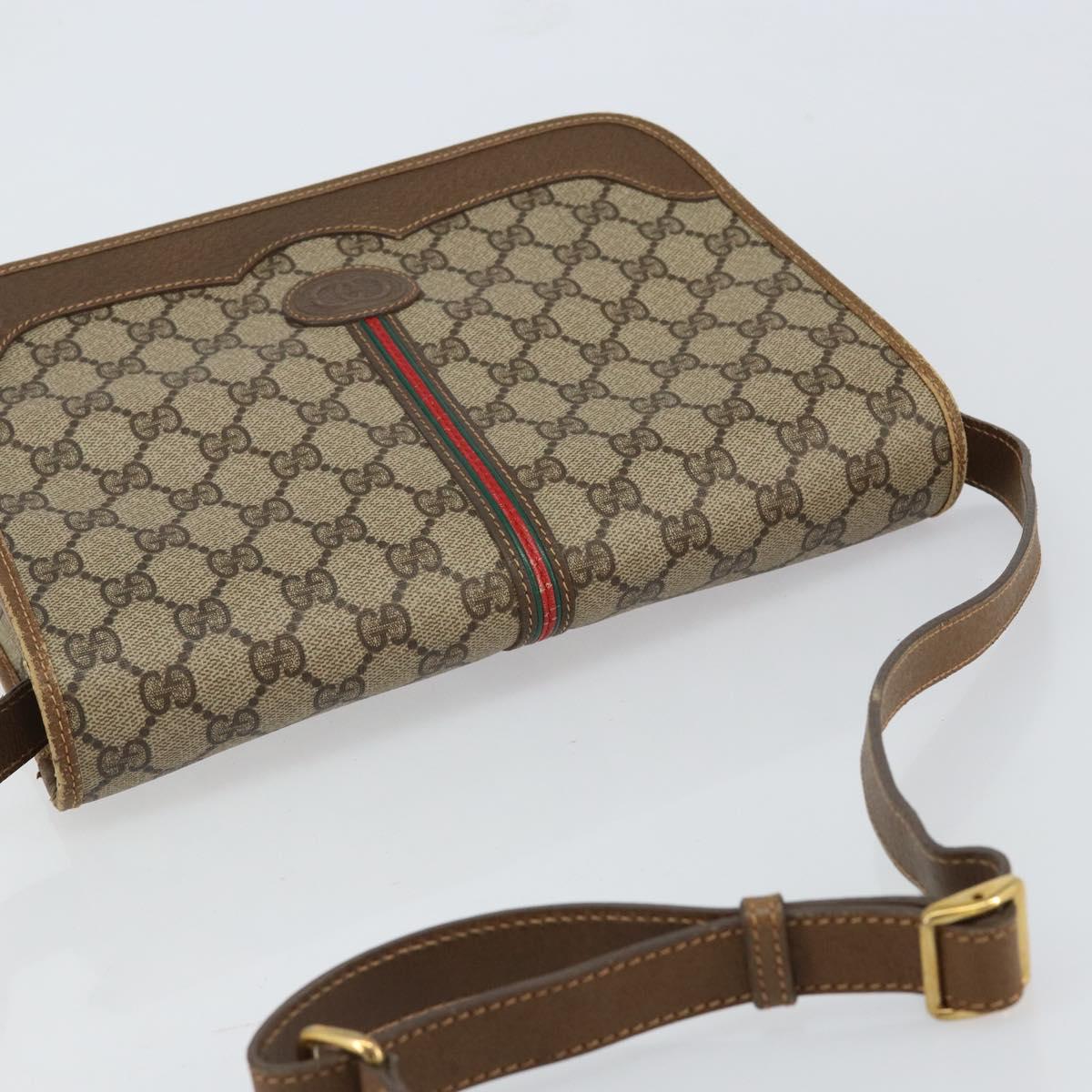 GUCCI GG Supreme Web Sherry Line Shoulder Bag PVC Beige 001 066 0551 Auth 149475