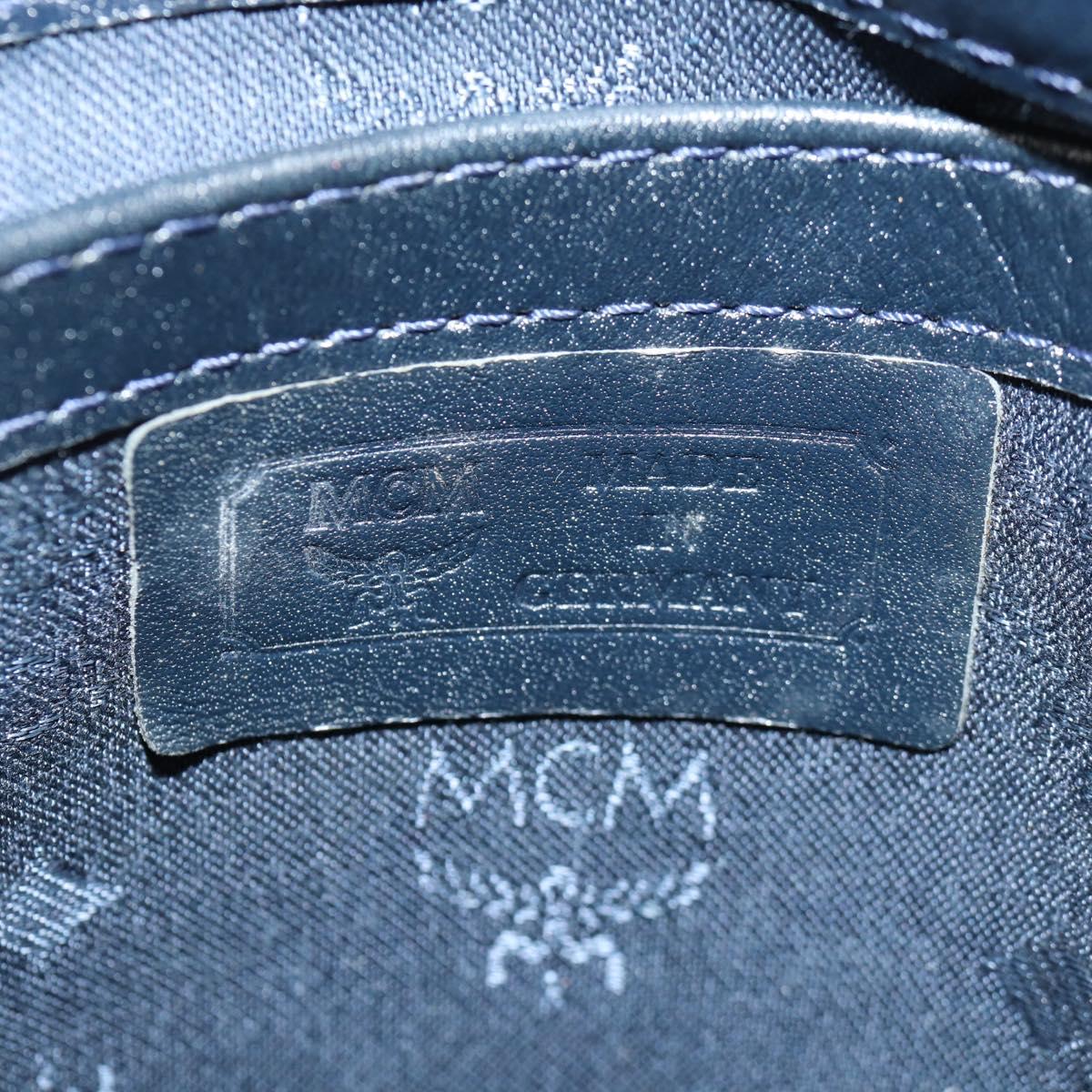 MCM Logogram Vicetos Hand Bag PVC 2way White Gold Auth 149478