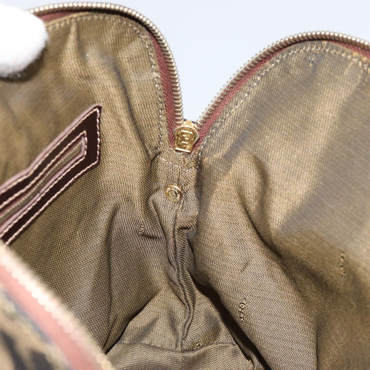 FENDI Zucca Canvas Hand Bag Black Brown Auth 149479