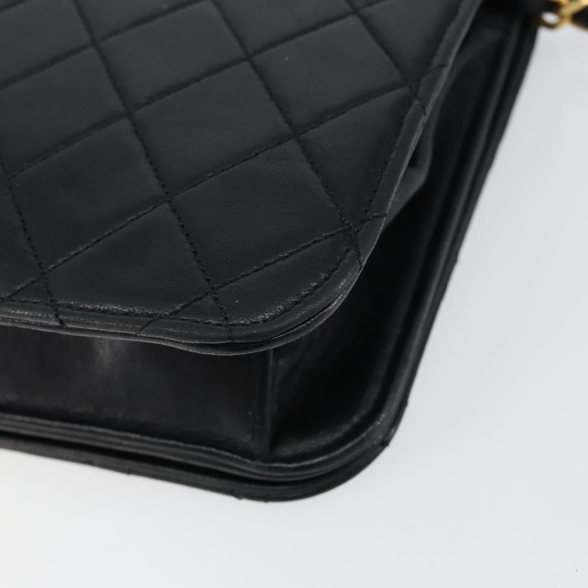CHANEL Matelasse Chain Shoulder Bag Lamb Skin Black Gold CC Auth 149481
