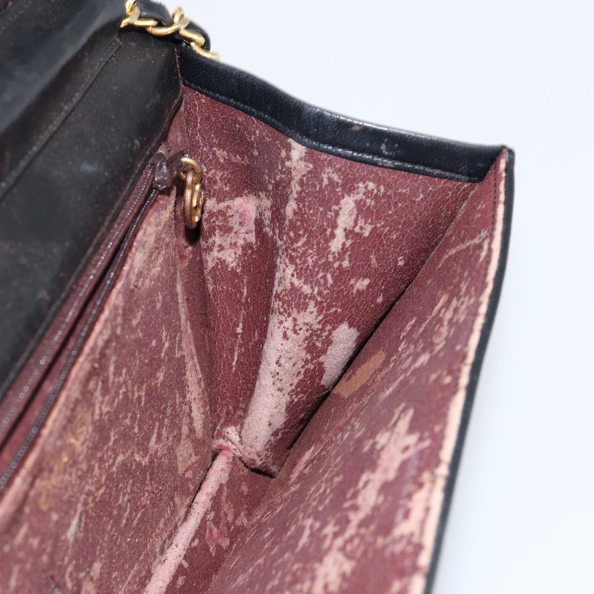 CHANEL Matelasse Chain Shoulder Bag Lamb Skin Black Gold CC Auth 149481