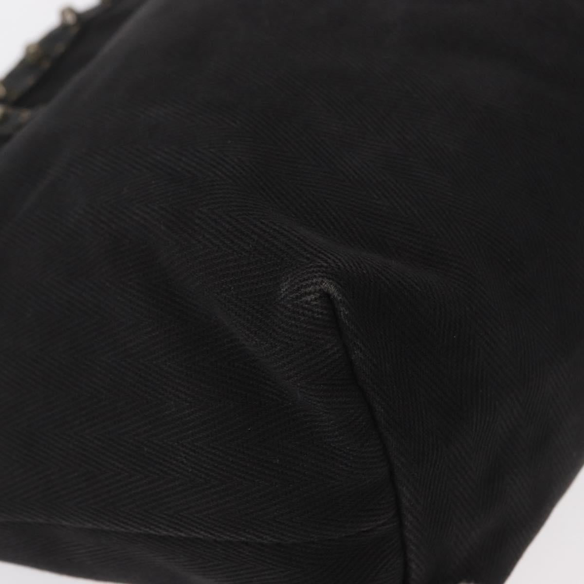 FENDI Studs Celeria Tote Bag Canvas Black Silver Auth 149482