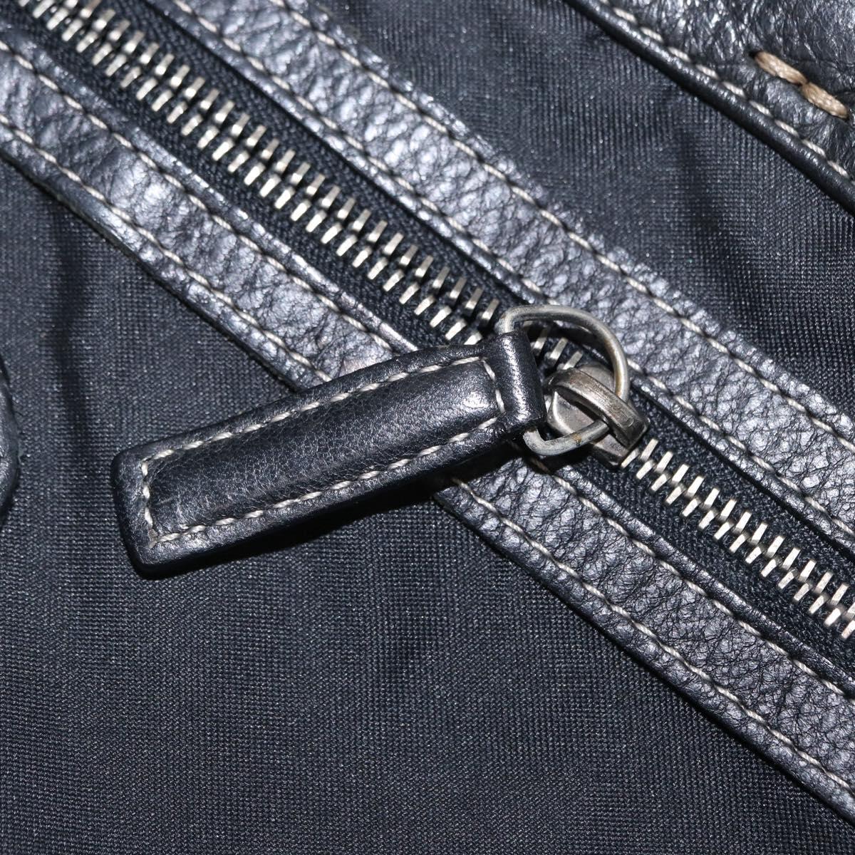 FENDI Studs Celeria Tote Bag Canvas Black Silver Auth 149482