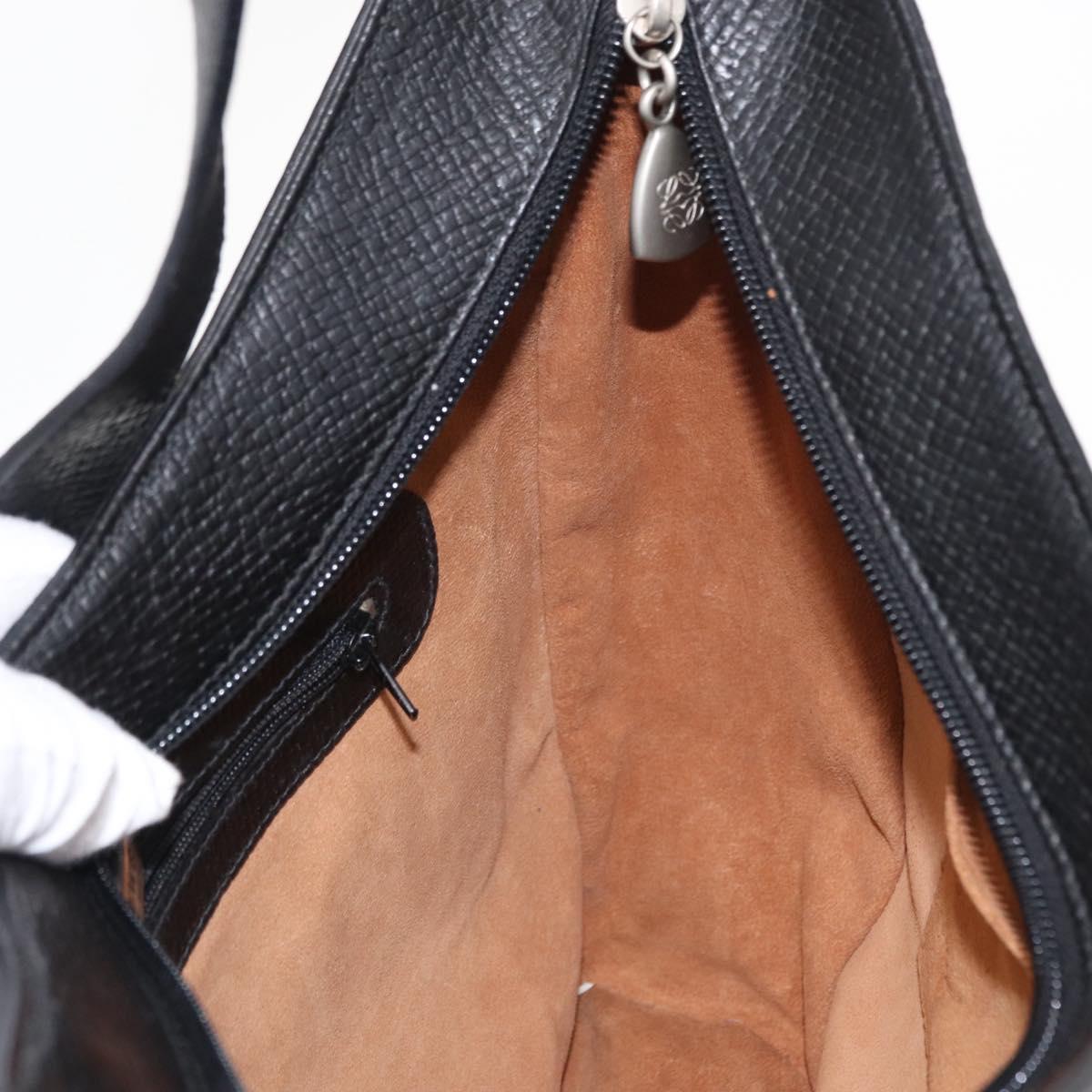 LOEWE Shoulder Bag Leather Black Auth 149483