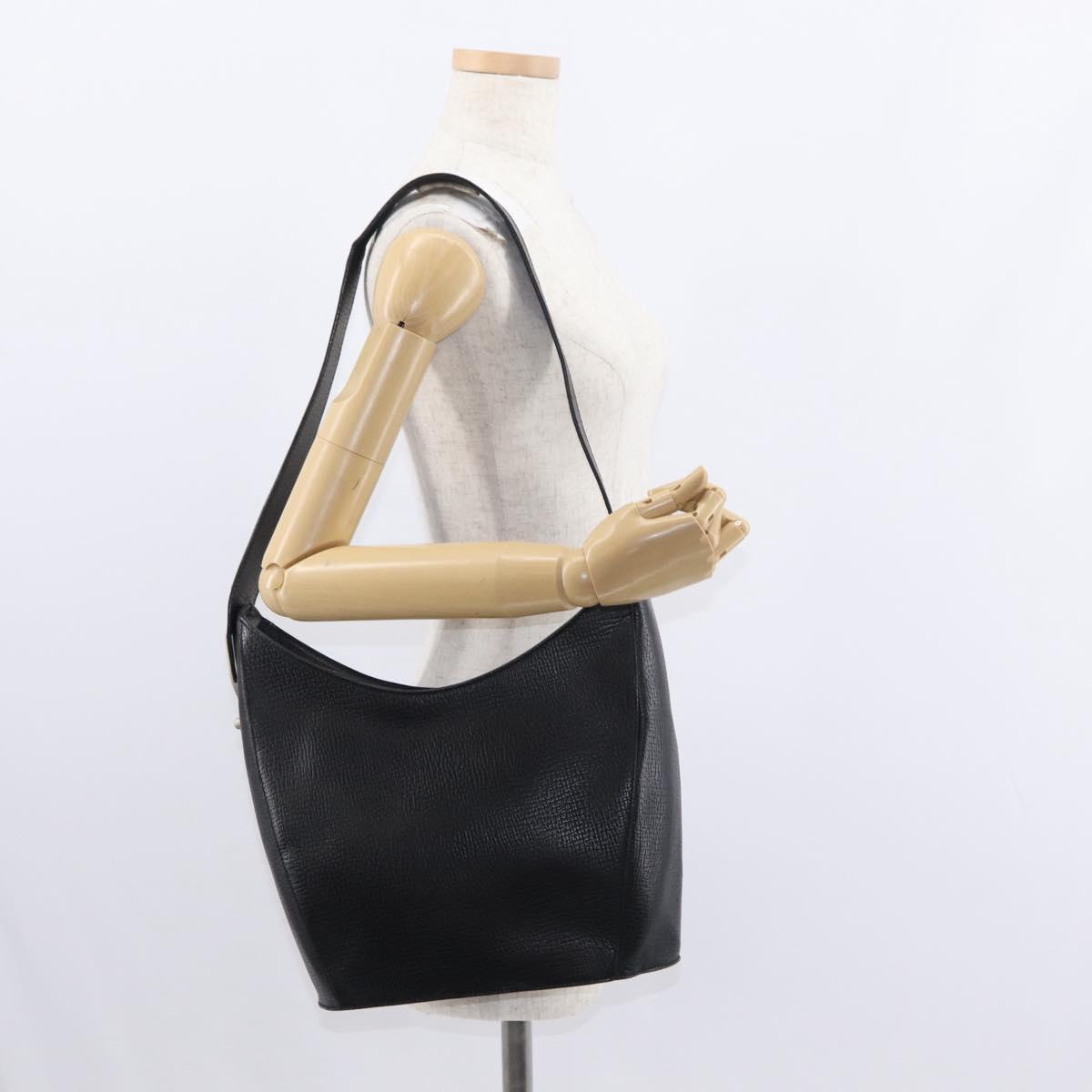 LOEWE Shoulder Bag Leather Black Auth 149483