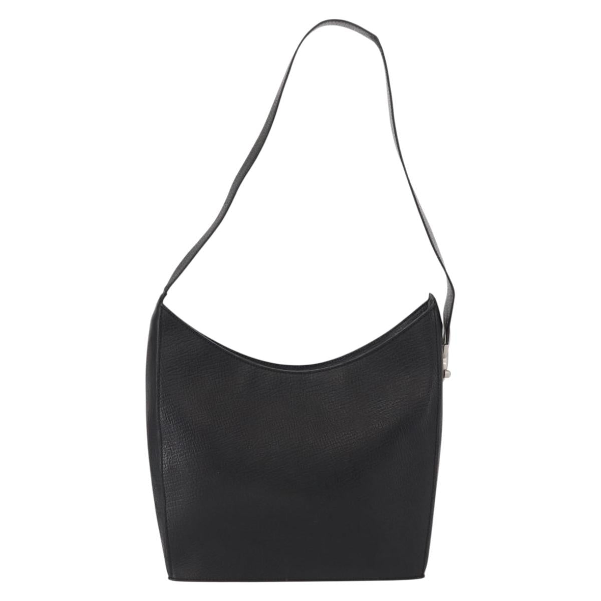 LOEWE Shoulder Bag Leather Black Auth 149483