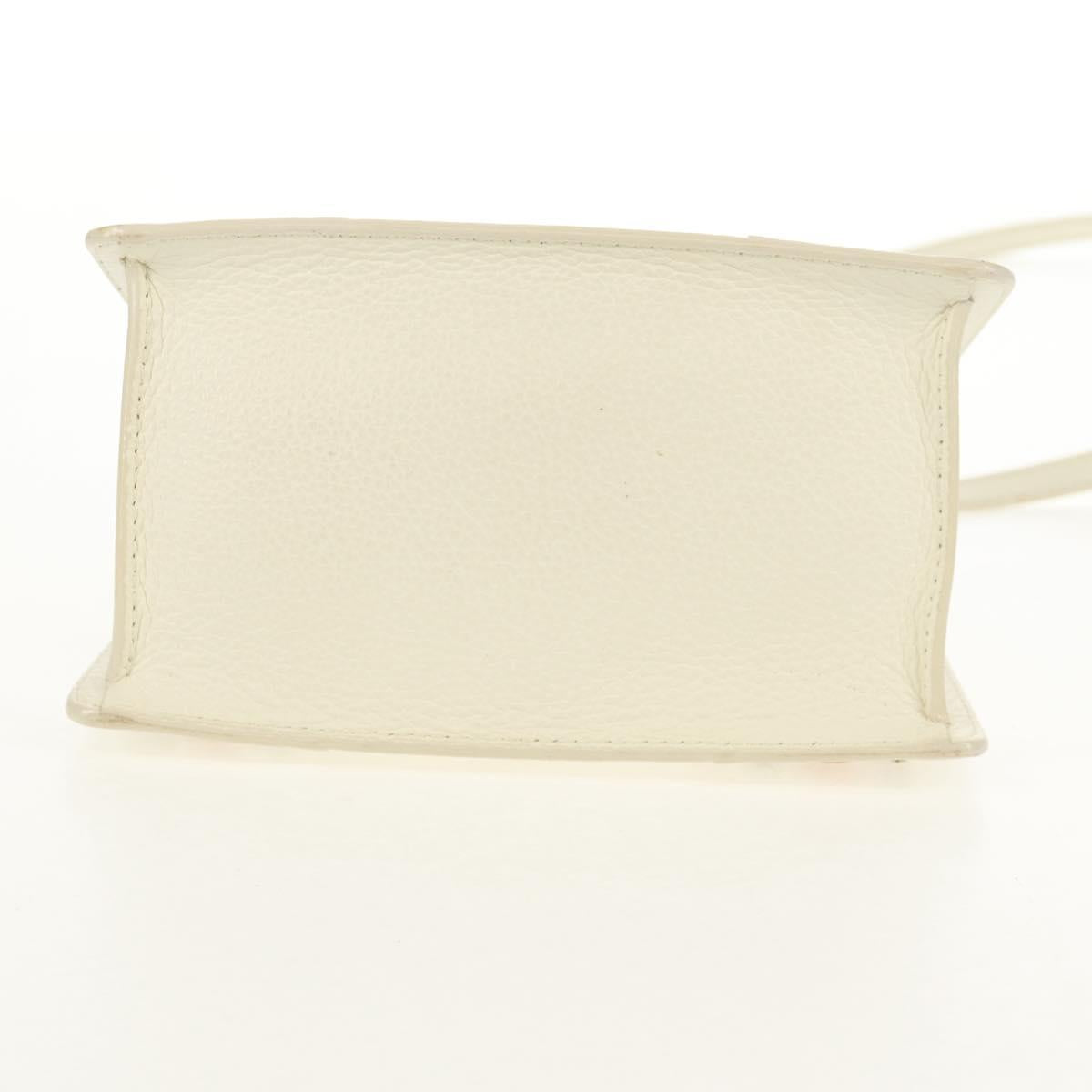 Jimmy Choo Studs Hand Bag Leather 2way White Silver Auth 149491M