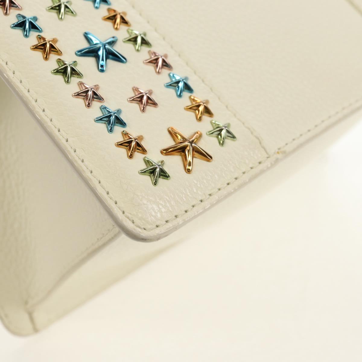 Jimmy Choo Studs Hand Bag Leather 2way White Silver Auth 149491M