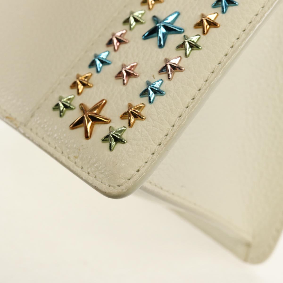 Jimmy Choo Studs Hand Bag Leather 2way White Silver Auth 149491M