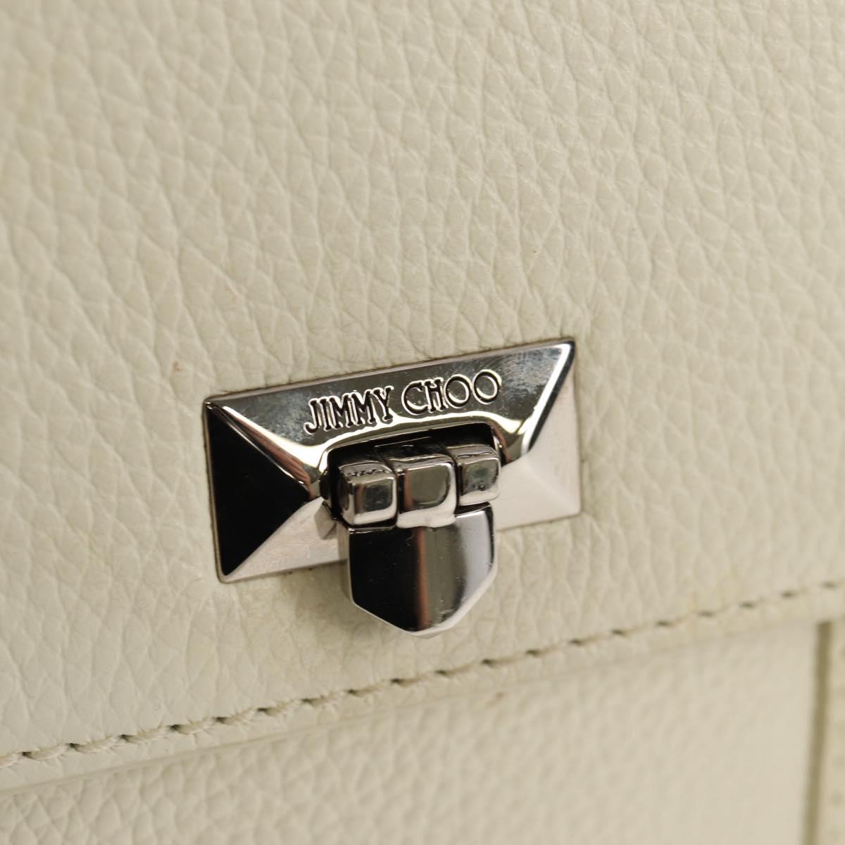 Jimmy Choo Studs Hand Bag Leather 2way White Silver Auth 149491M