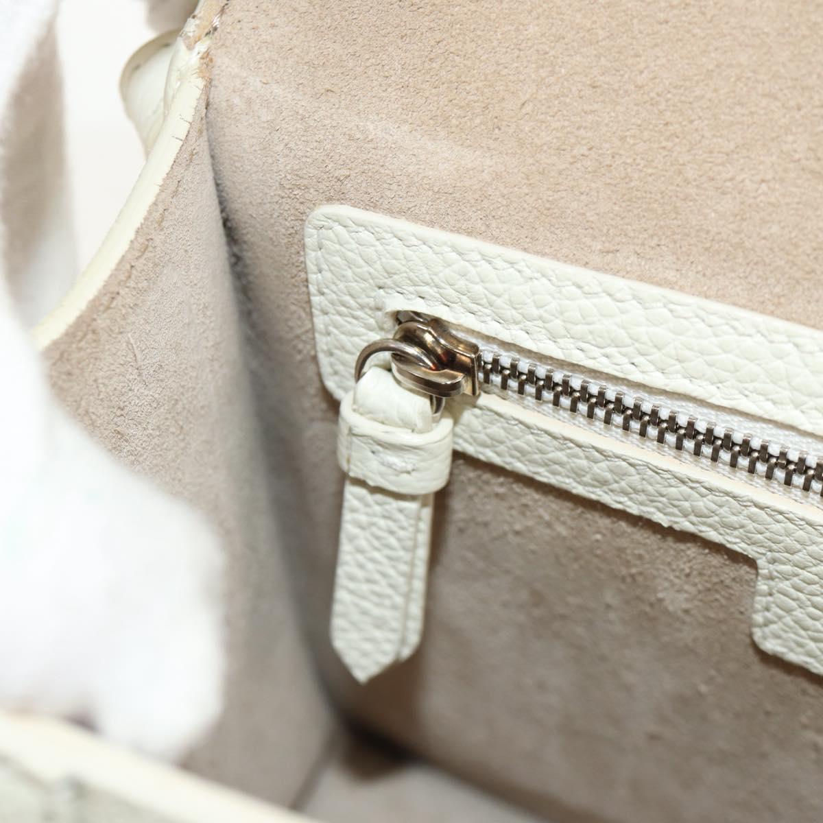 Jimmy Choo Studs Hand Bag Leather 2way White Silver Auth 149491M