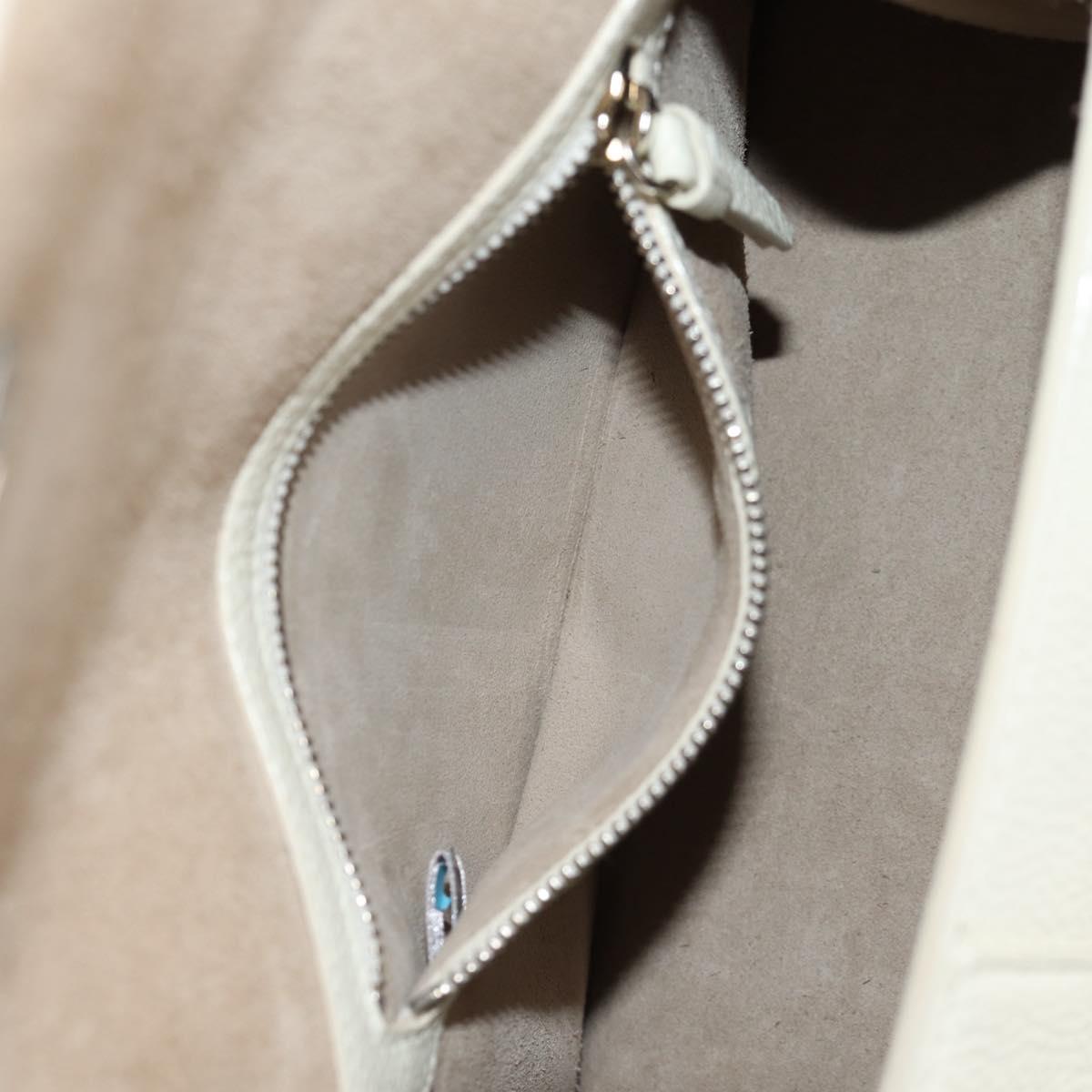 Jimmy Choo Studs Hand Bag Leather 2way White Silver Auth 149491M