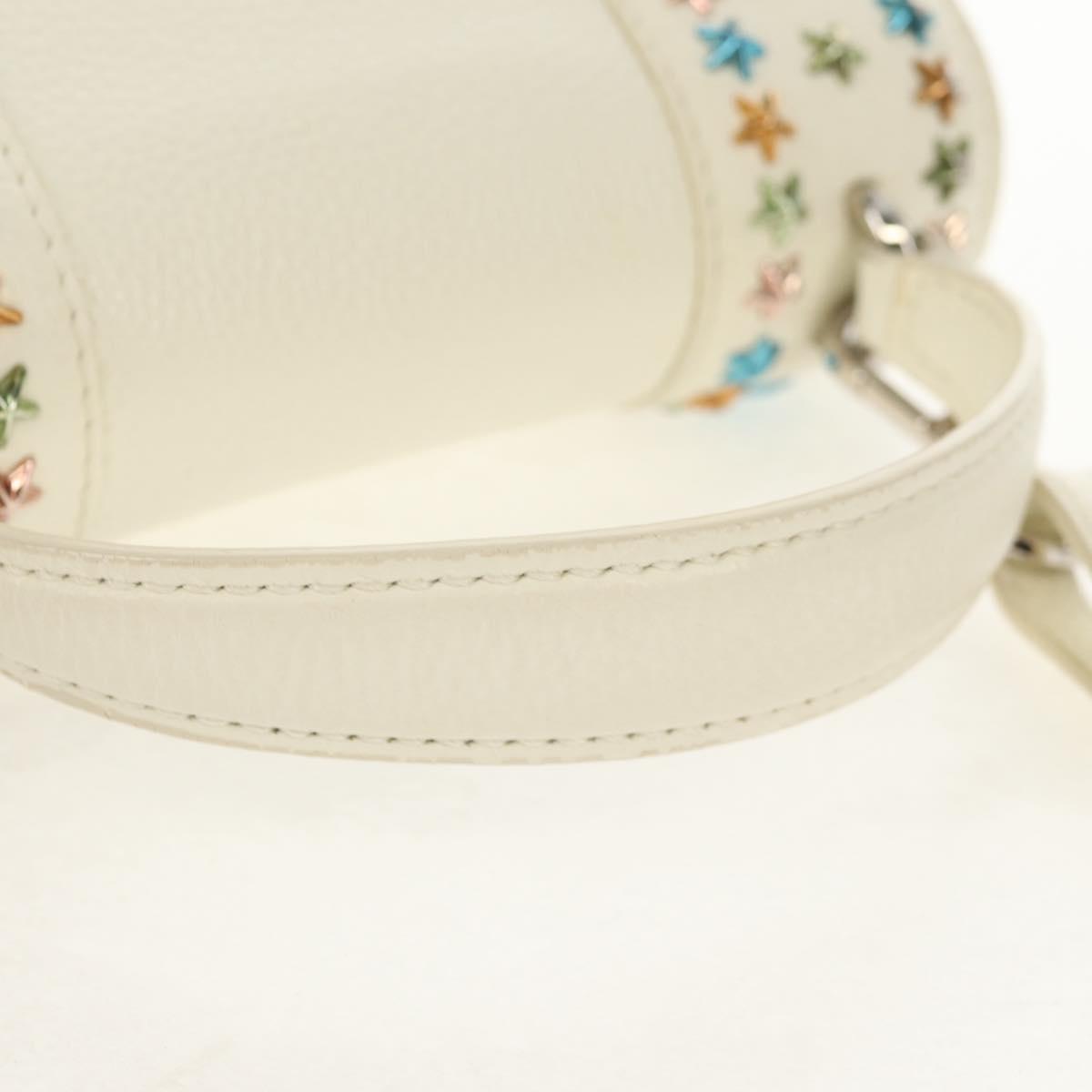 Jimmy Choo Studs Hand Bag Leather 2way White Silver Auth 149491M