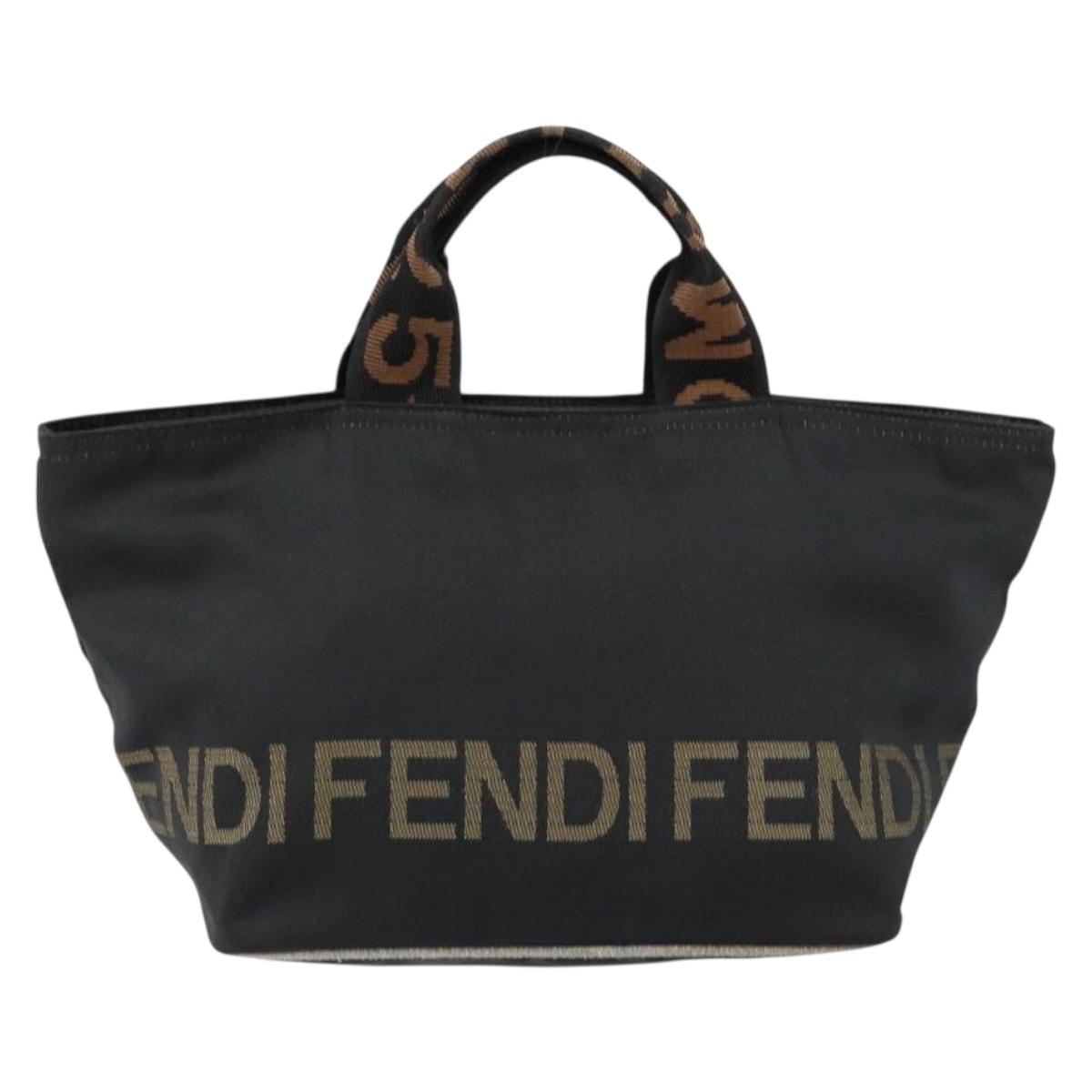 FENDI Hand Bag Nylon Black Auth 149492