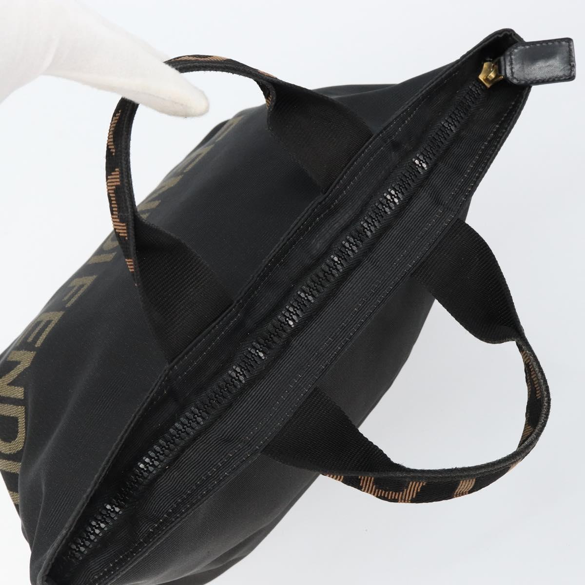 FENDI Hand Bag Nylon Black Auth 149492