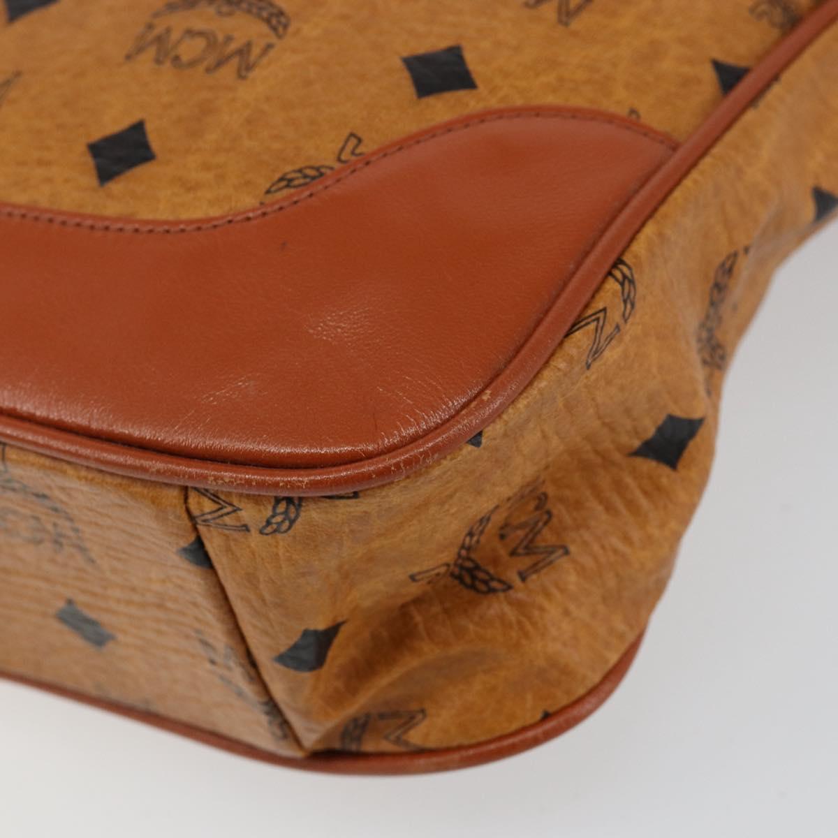 MCM Logogram Vicetos Shoulder Bag PVC Leather Brown Gold Auth 149501