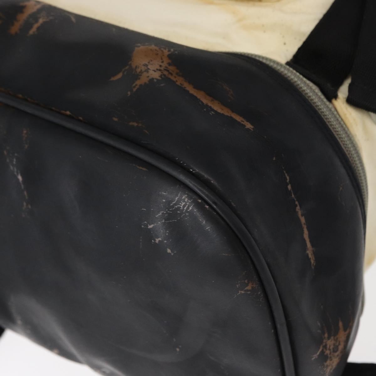 CHANEL Sports Line COCO Mark Backpack Nylon Leather White Silver CC Auth 149508