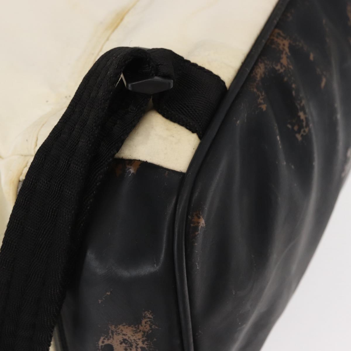 CHANEL Sports Line COCO Mark Backpack Nylon Leather White Silver CC Auth 149508