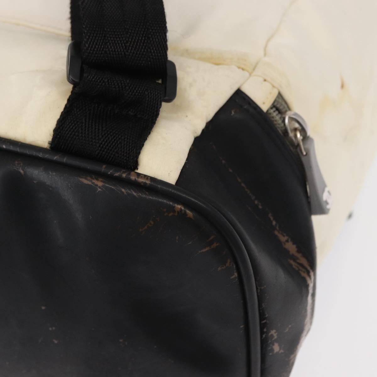 CHANEL Sports Line COCO Mark Backpack Nylon Leather White Silver CC Auth 149508