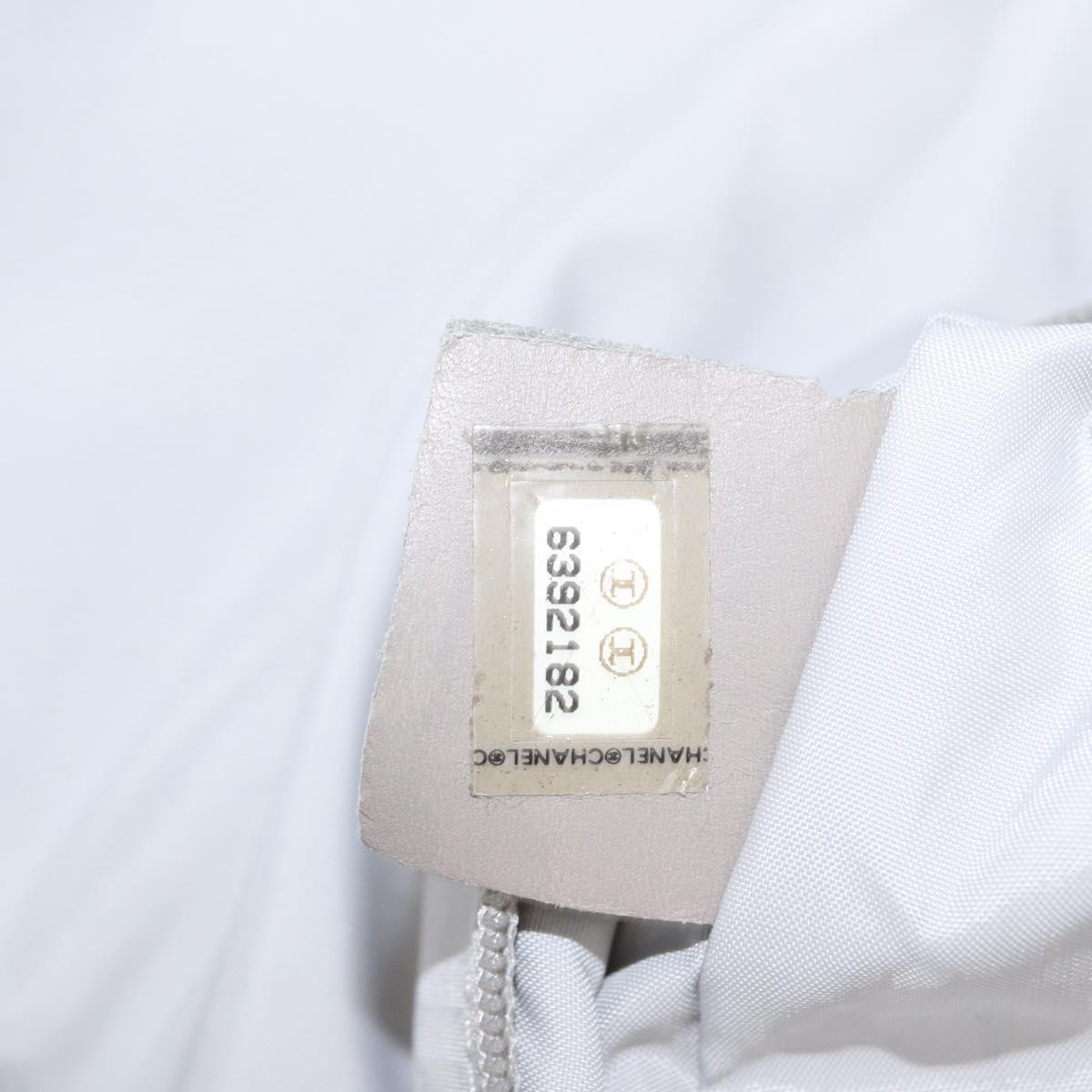 CHANEL Sports Line COCO Mark Backpack Nylon Leather White Silver CC Auth 149508