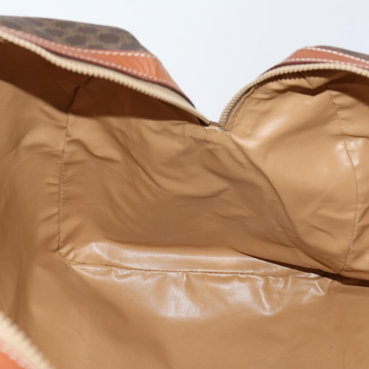 CELINE Macadam Canvas Boston Bag PVC Brown Gold Auth 149509