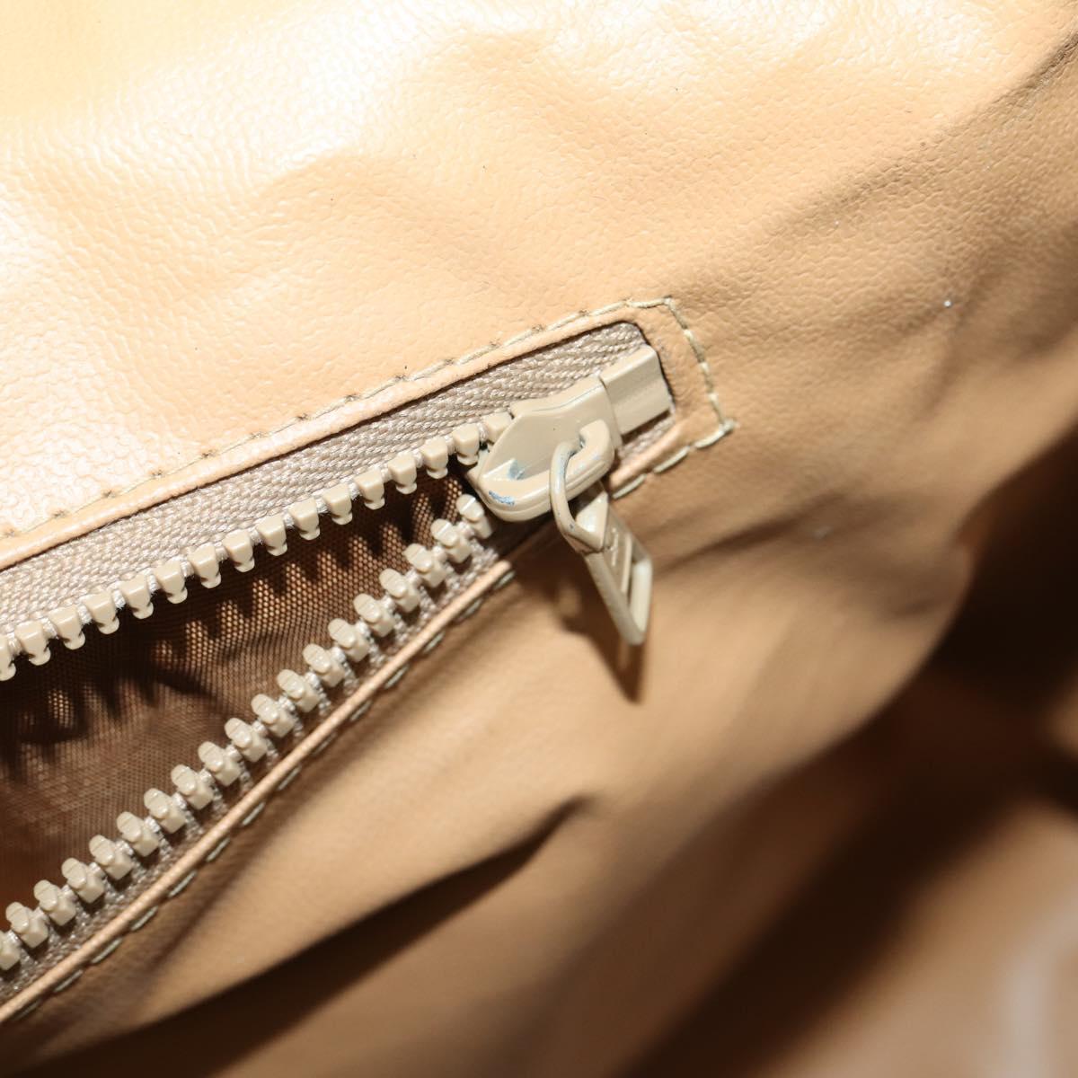 CELINE Macadam Canvas Boston Bag PVC Brown Gold Auth 149509