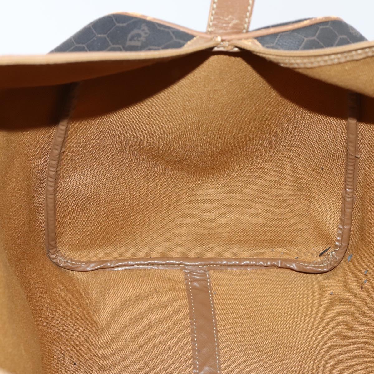 Christian Dior Honeycomb Canvas Boston Bag PVC Black Brown Auth 149510