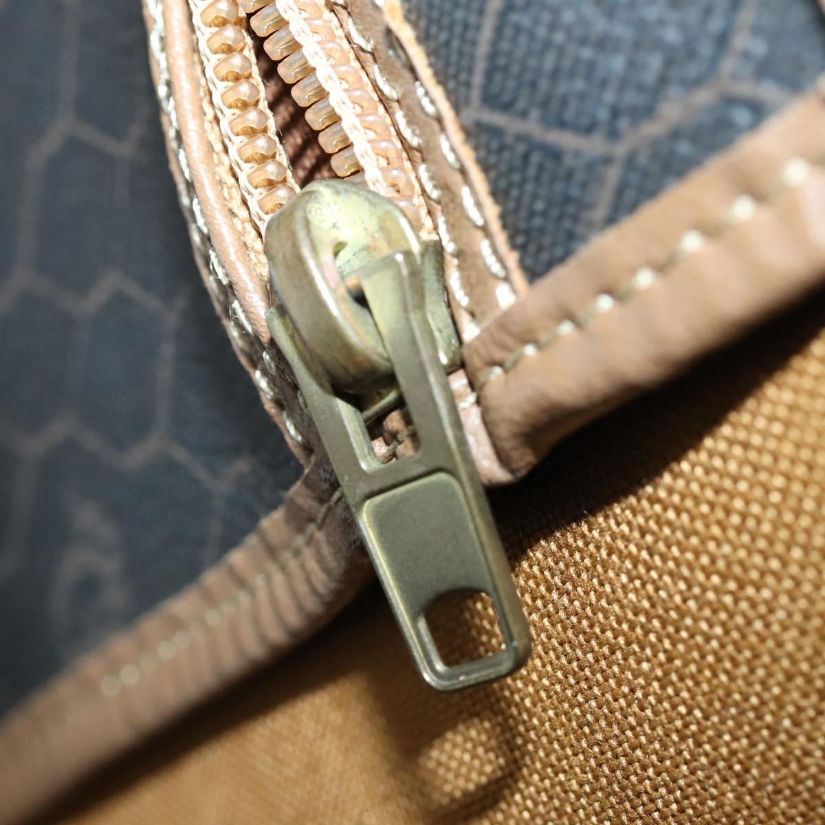 Christian Dior Honeycomb Canvas Boston Bag PVC Black Brown Auth 149510