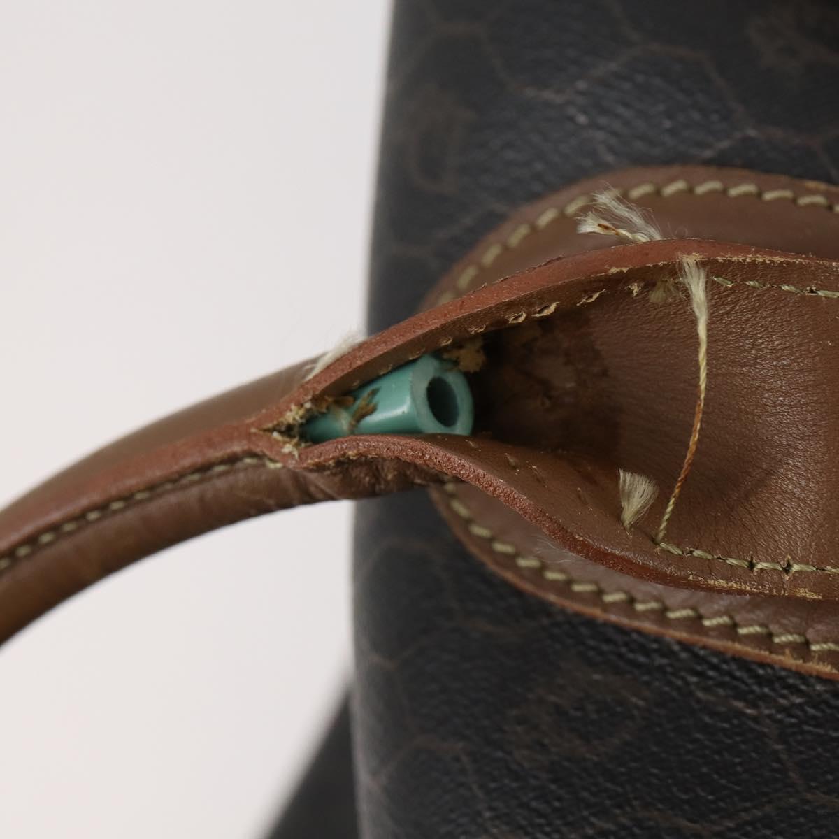 Christian Dior Honeycomb Canvas Boston Bag PVC Black Brown Auth 149510