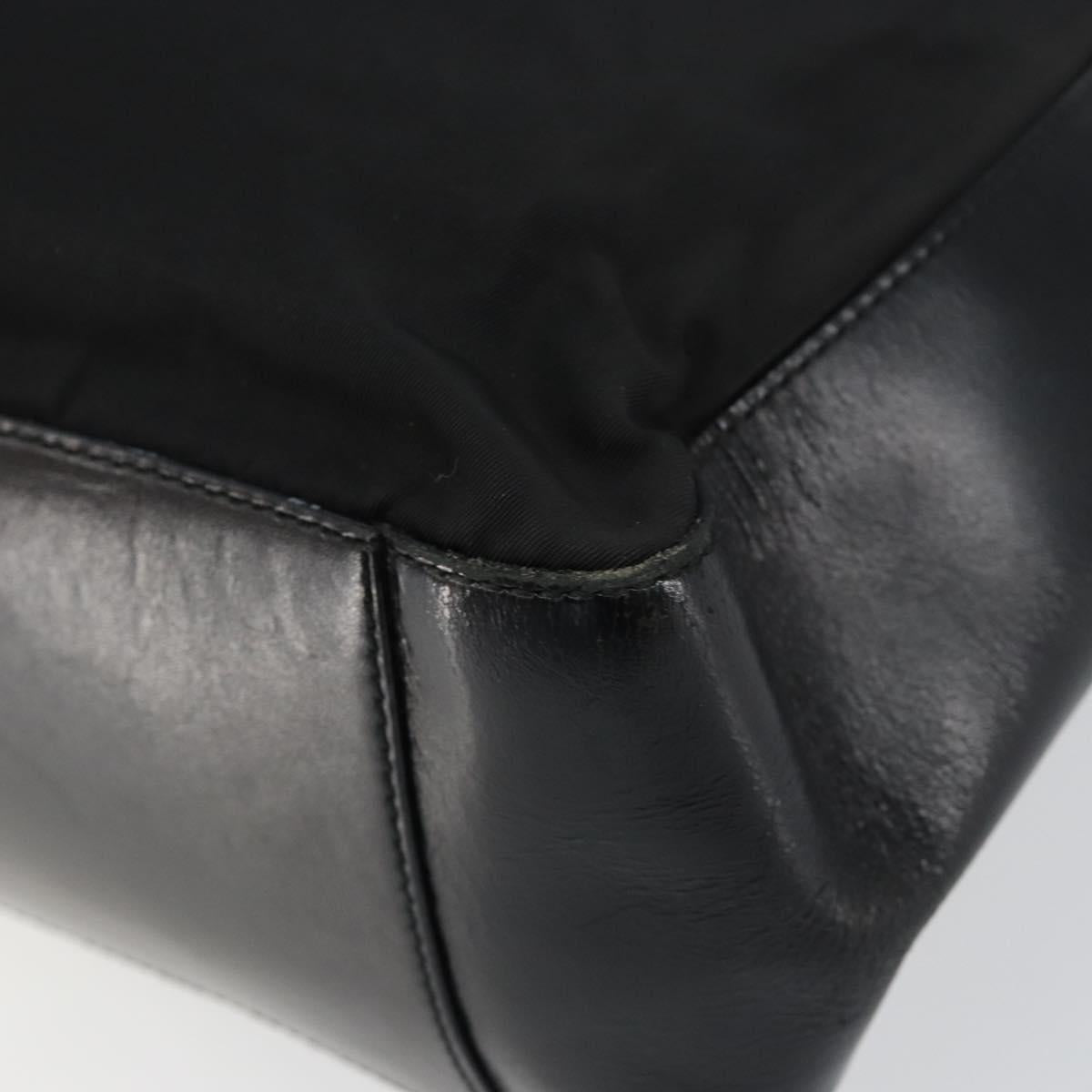 PRADA Tote Bag Nylon Black Silver Auth 149512