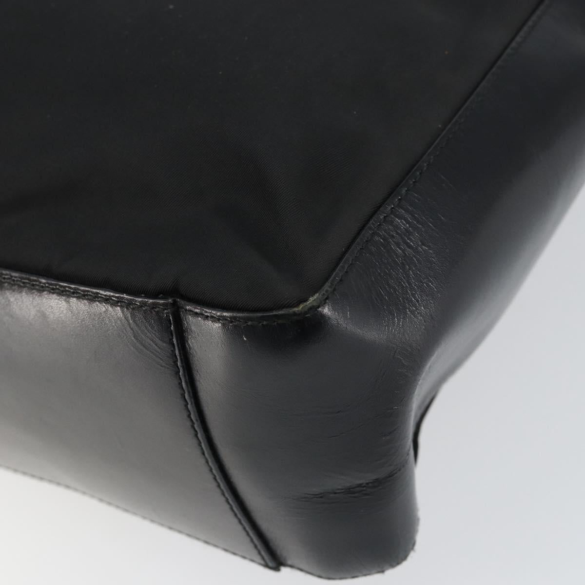 PRADA Tote Bag Nylon Black Silver Auth 149512