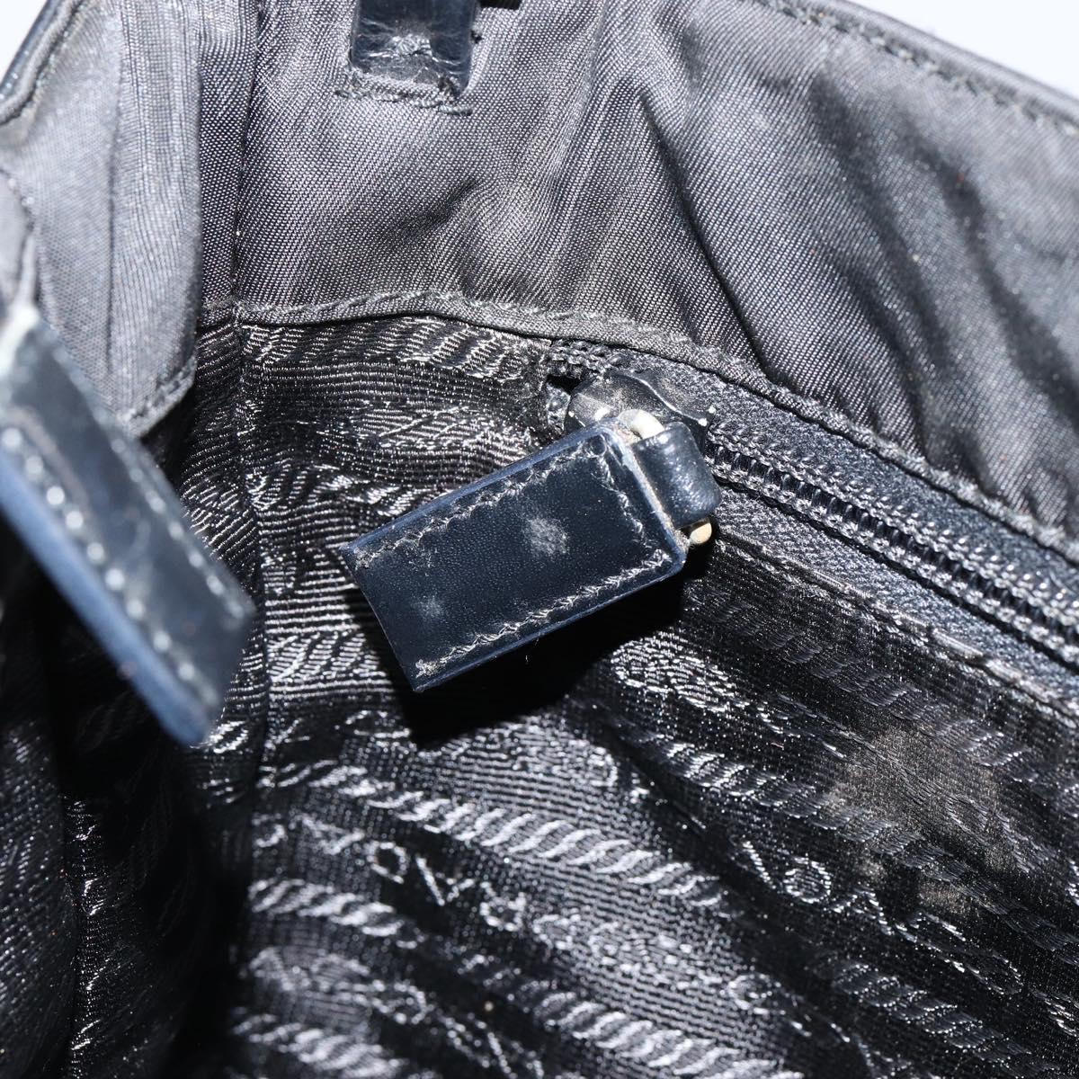 PRADA Tote Bag Nylon Black Silver Auth 149512